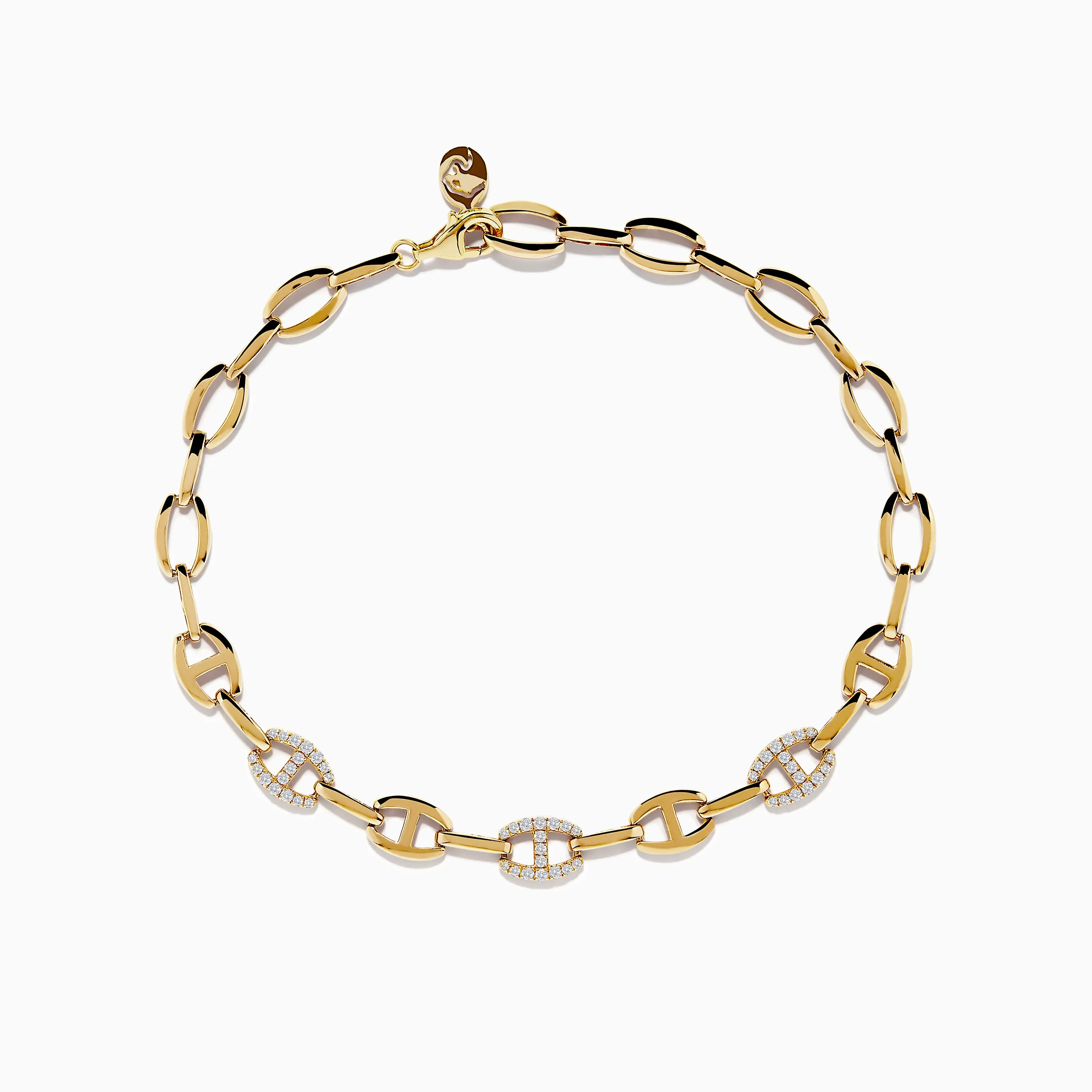 D'oro 14K Yellow Gold Anchor Chain Diamond Bracelet 0.27 TCW sold by Effy