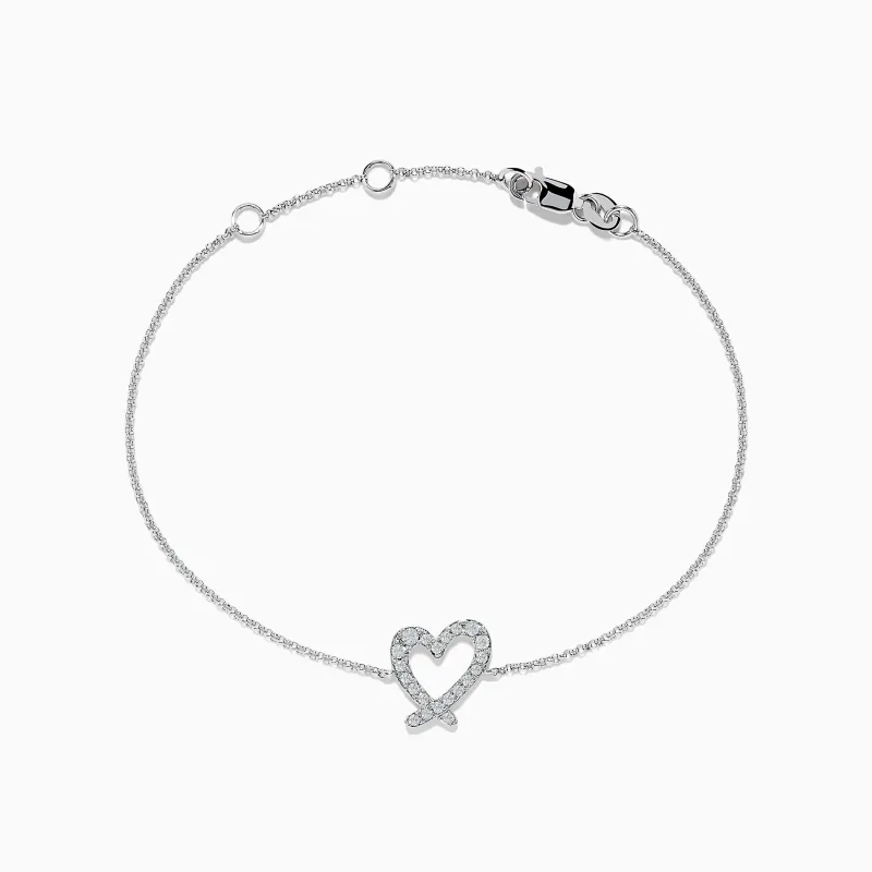 Novelty 14K White Gold Heart Bracelet sold by Effy