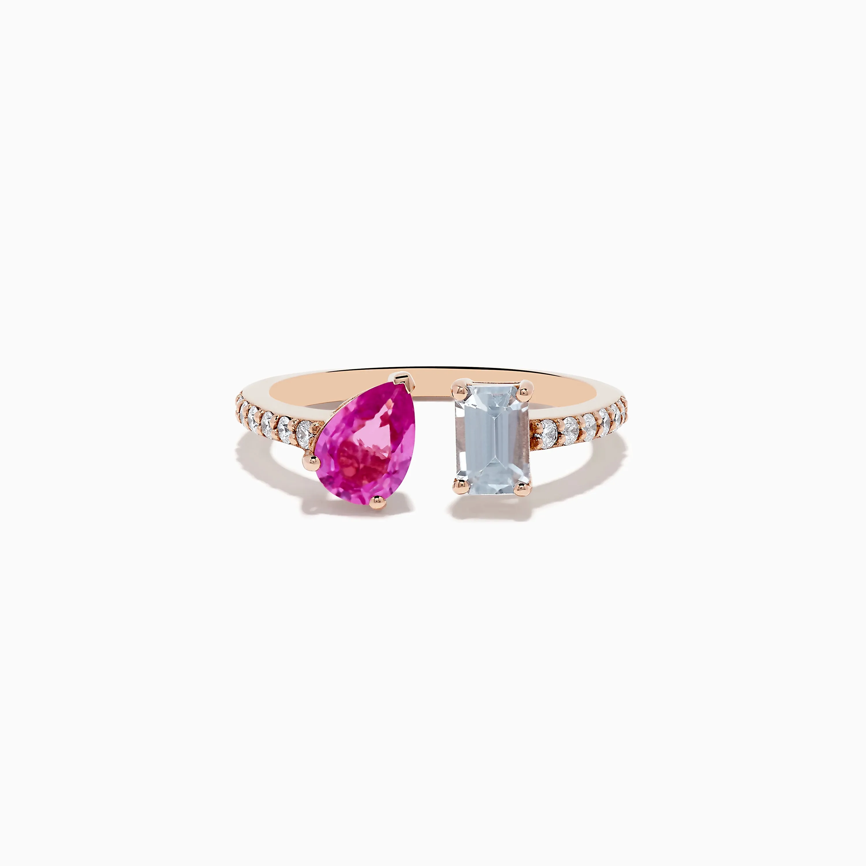 14K Gold Diamond, Pink and White Sapphire Toi Et Moi Ring sold by Effy