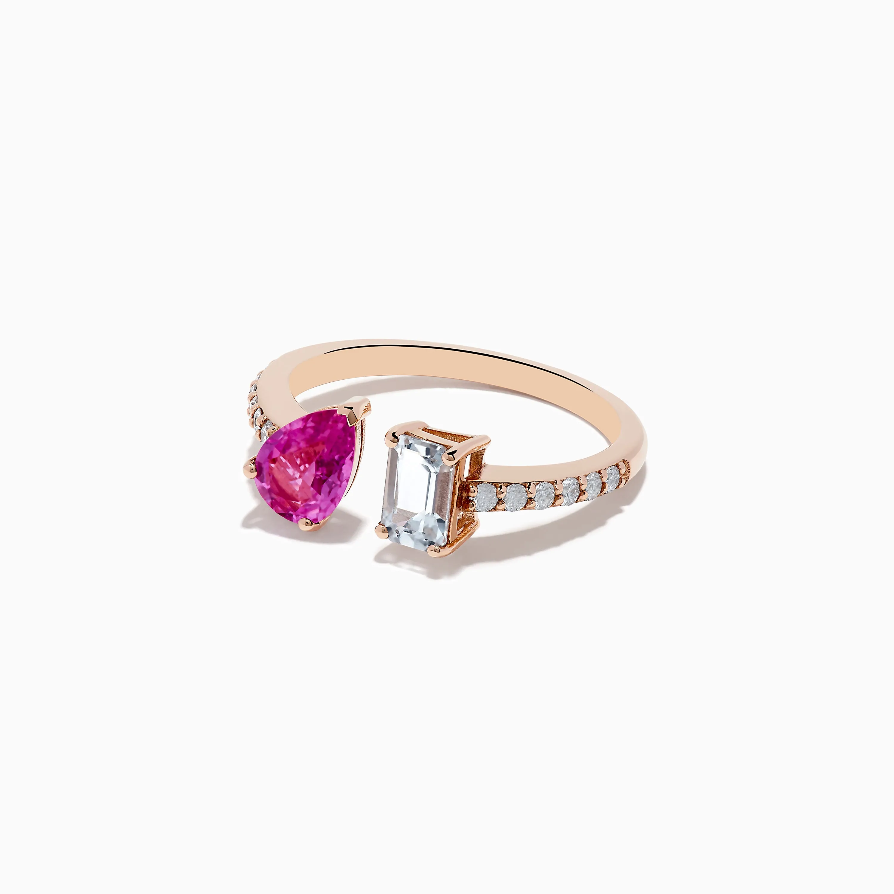 14K Gold Diamond, Pink and White Sapphire Toi Et Moi Ring sold by Effy product image thumbnail 2