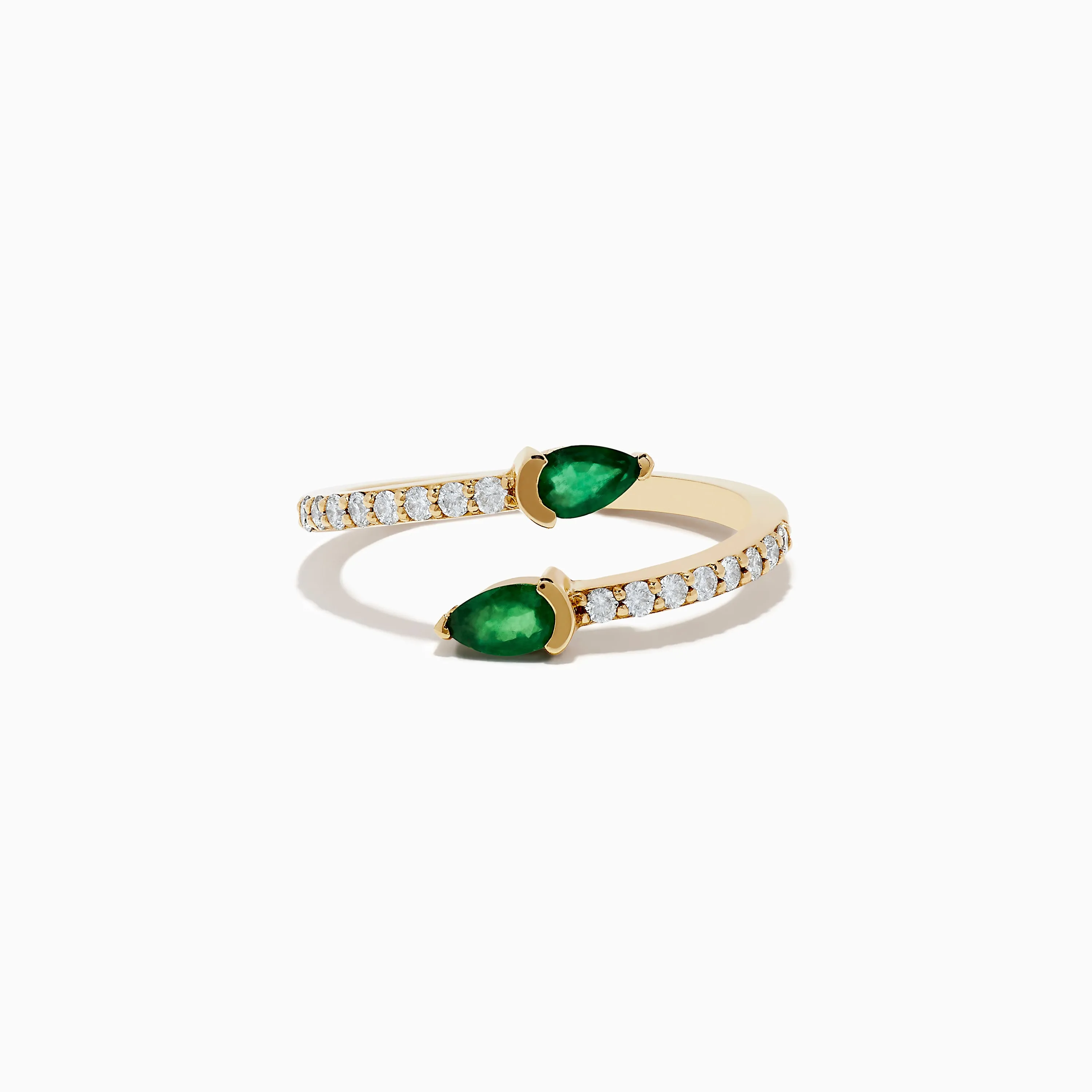 14K Yellow Gold Emerald and Diamond Bypass Ring sold by Effy