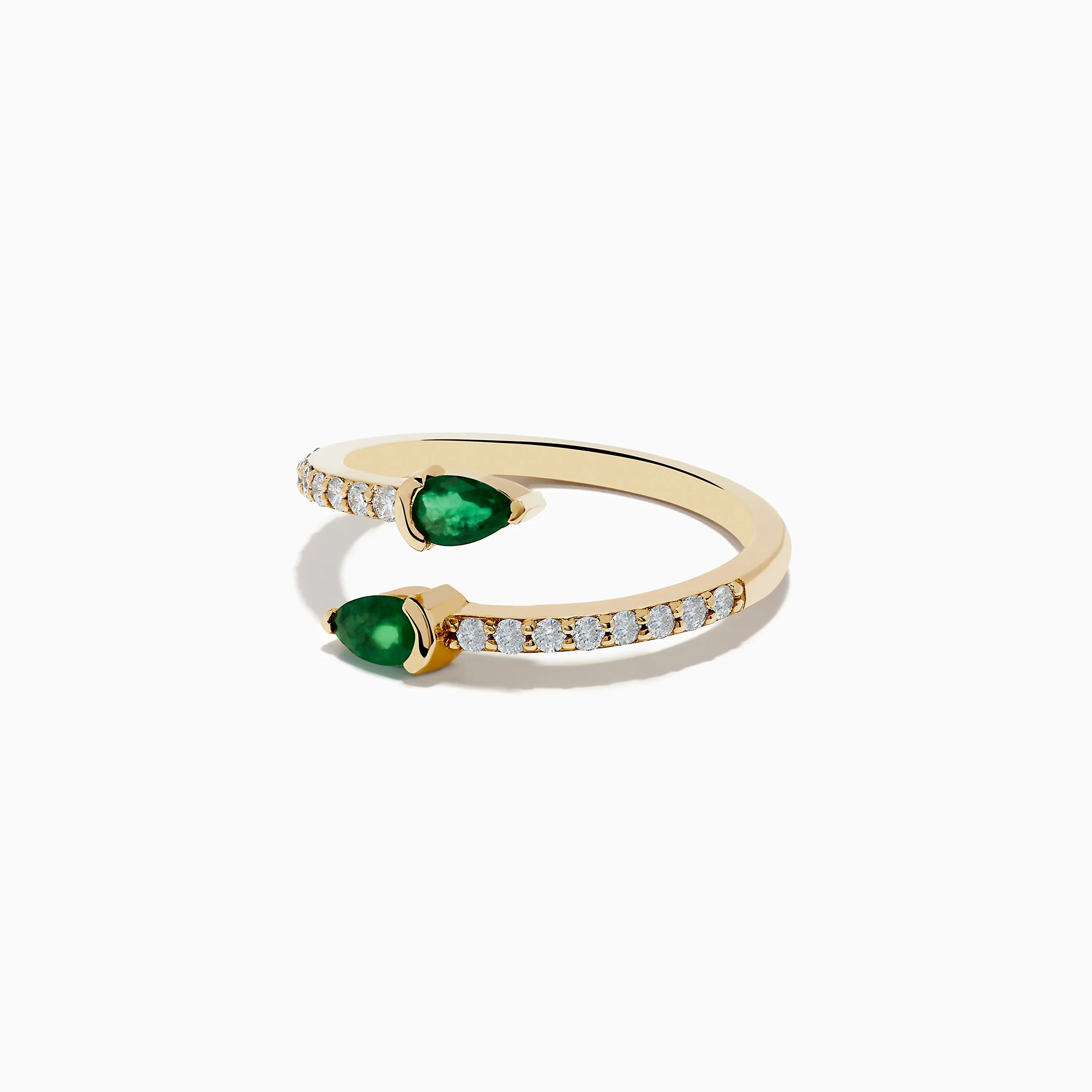 14K Yellow Gold Emerald and Diamond Bypass Ring sold by Effy product image thumbnail 2