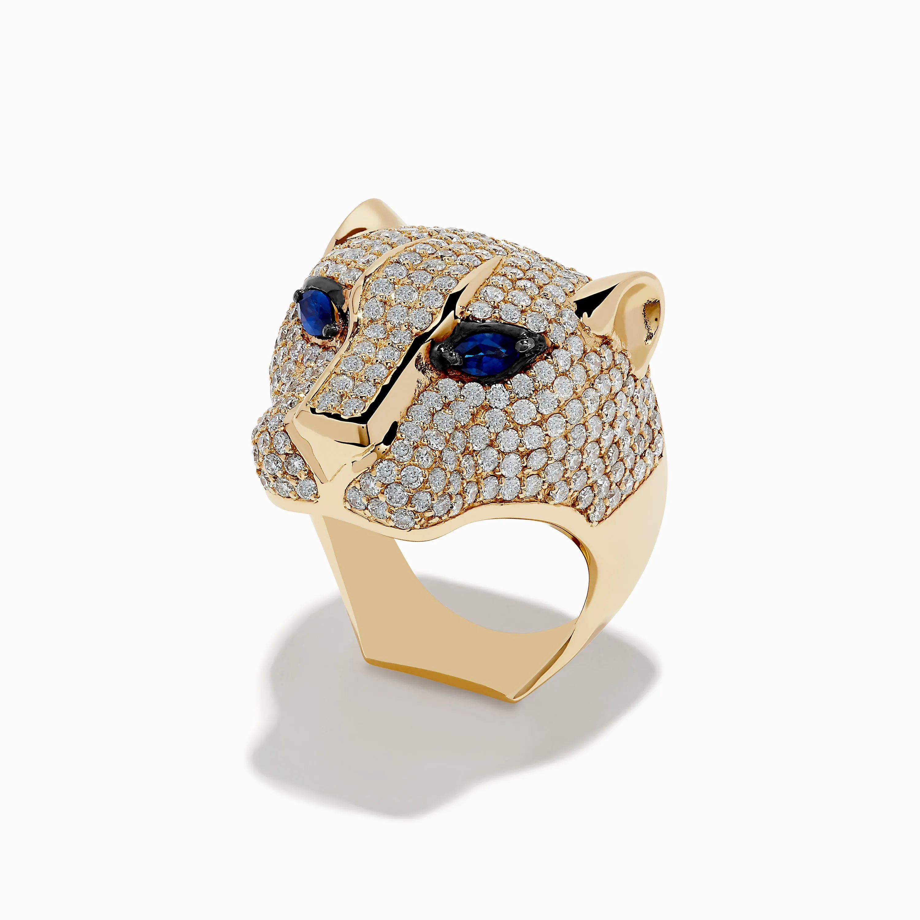 Signature 14K Yellow Gold Sapphire and Diamond Panther Ring sold by Effy