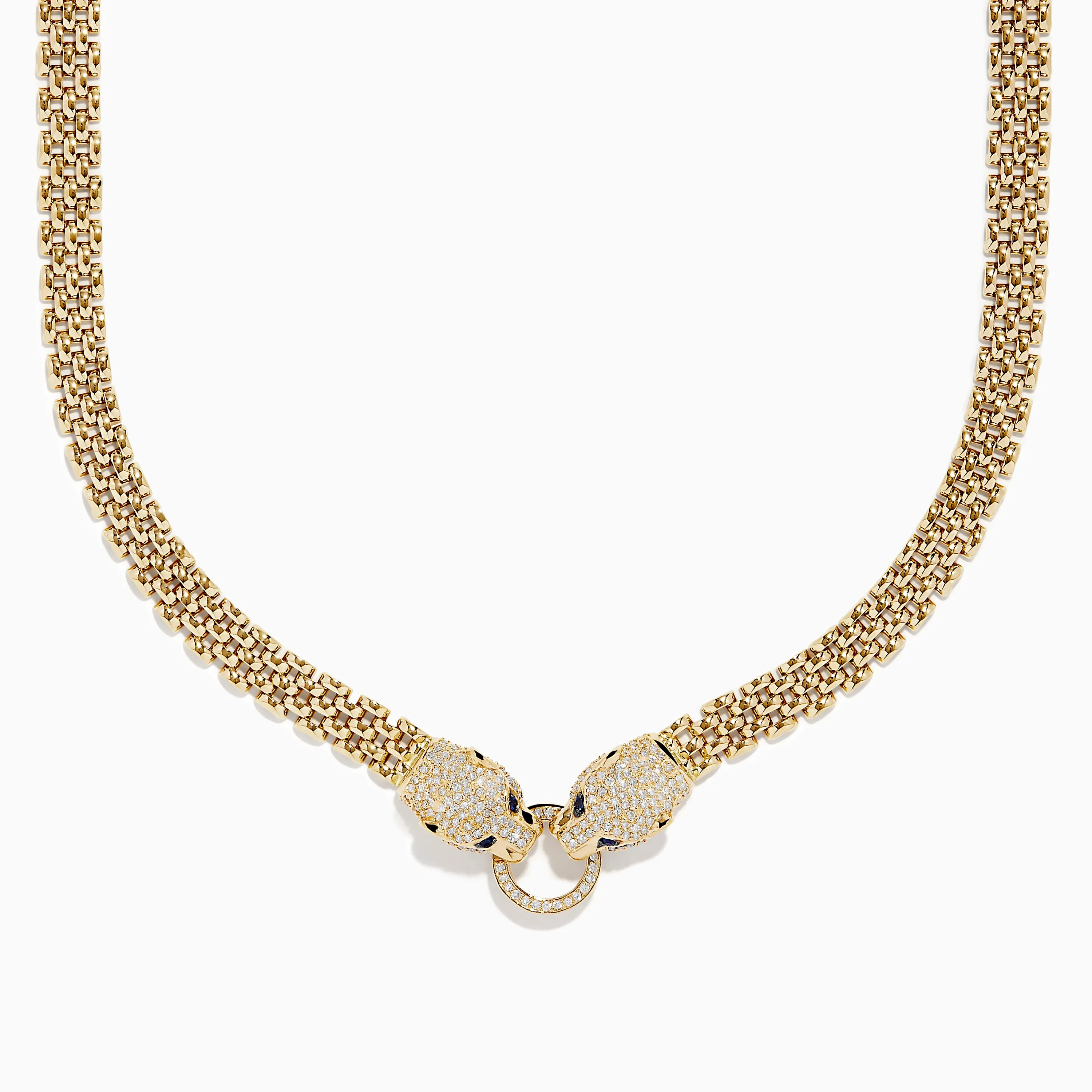Signature 14K Yellow Gold Sapphire and Diamond Panther Necklace sold by Effy