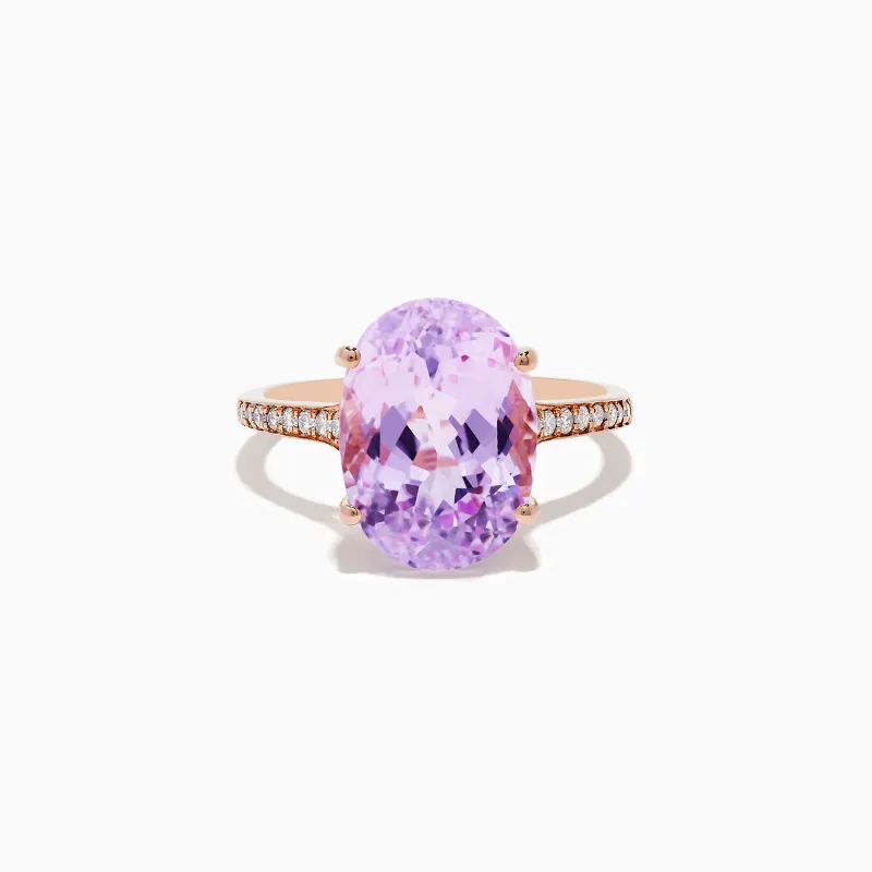 14K Rose Gold Kunzite and Diamond Ring sold by Effy