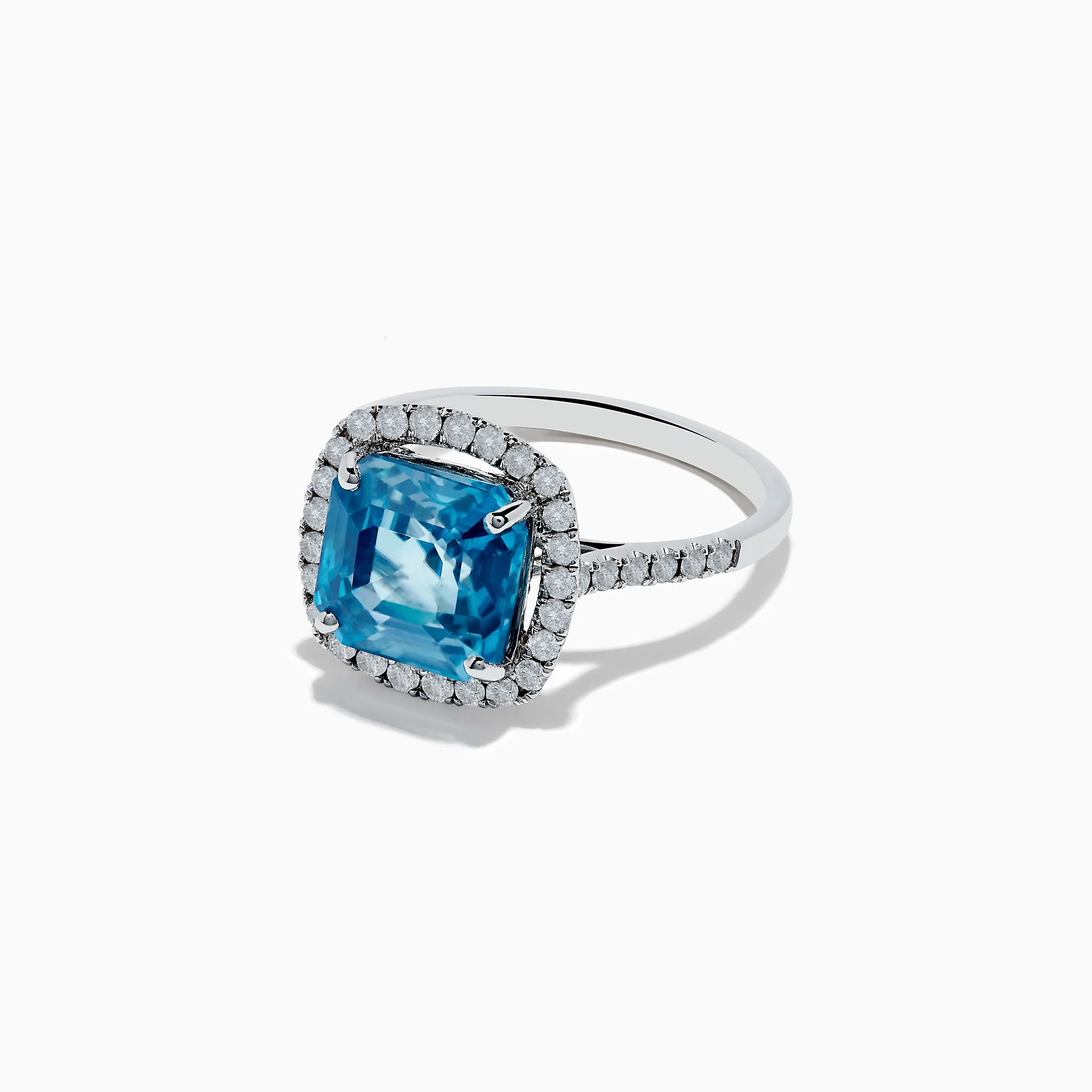 14K White Gold Blue Zircon and Diamond Ring sold by Effy product image thumbnail 2