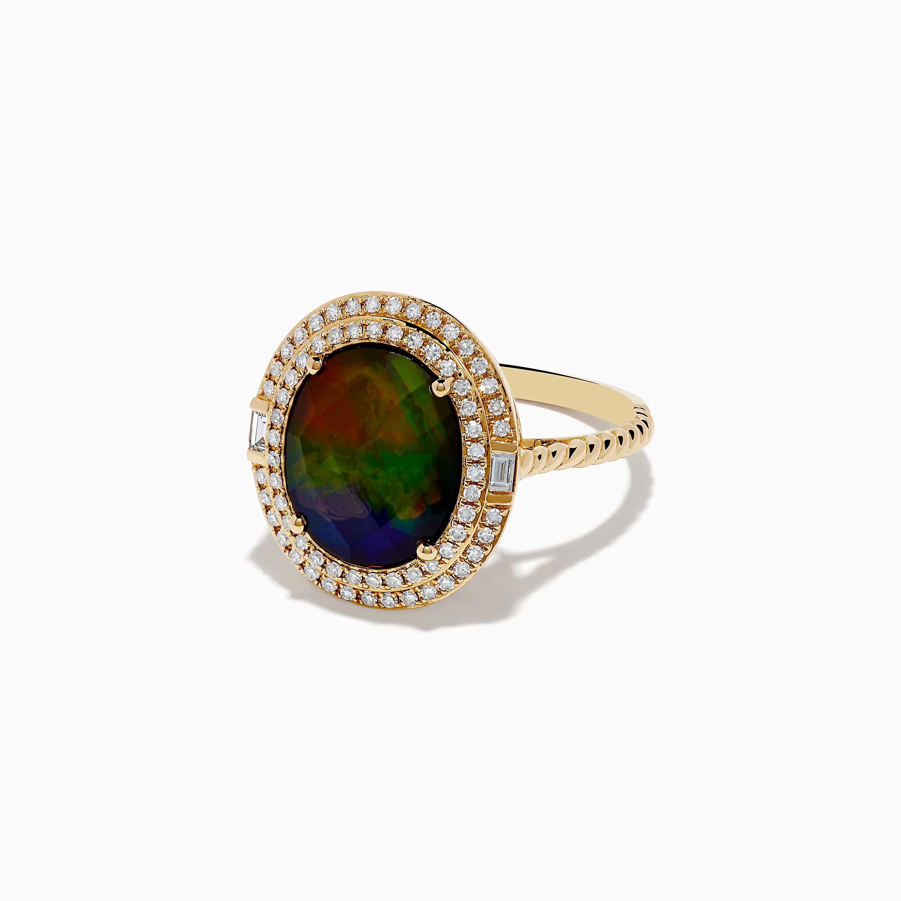 14K Yellow Gold Ammolite and Diamond Ring sold by Effy product image thumbnail 2