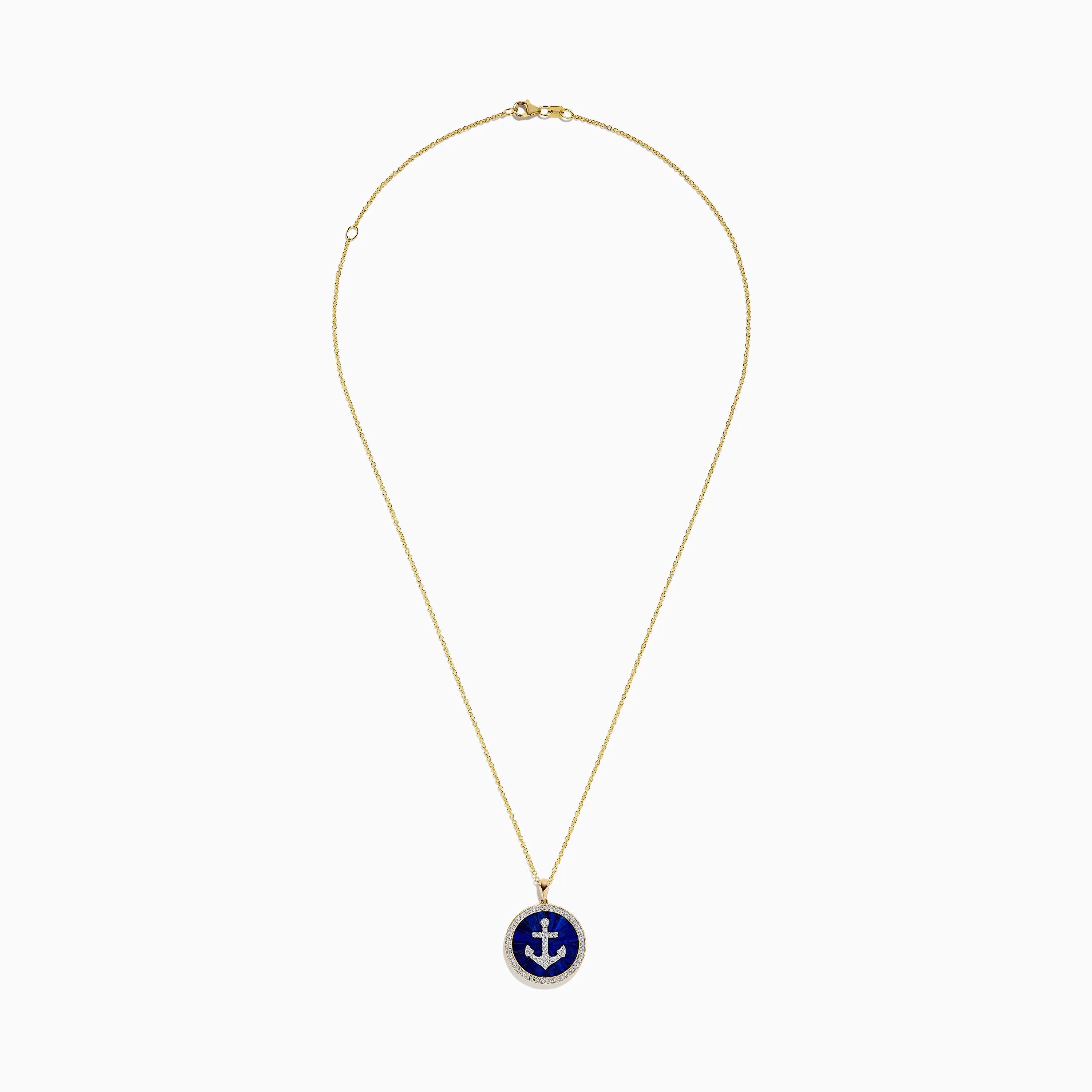Seaside 14K Yellow Gold Lapis and Diamond Anchor Pendant sold by Effy product image thumbnail 2