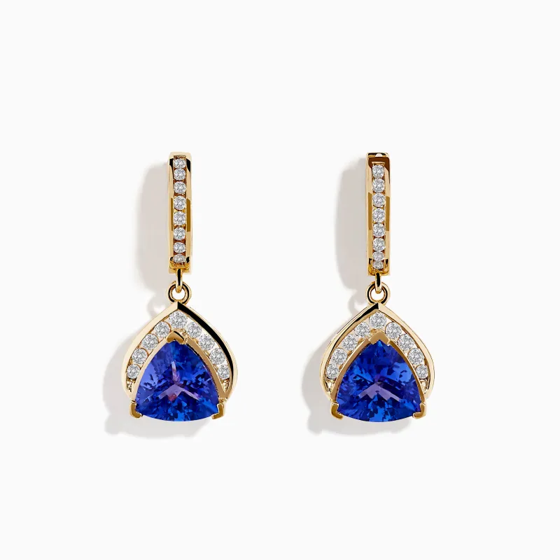 Nahla Siri 14K Yellow Gold Trillion Tanzanite and Diamond Earrings sold by Effy