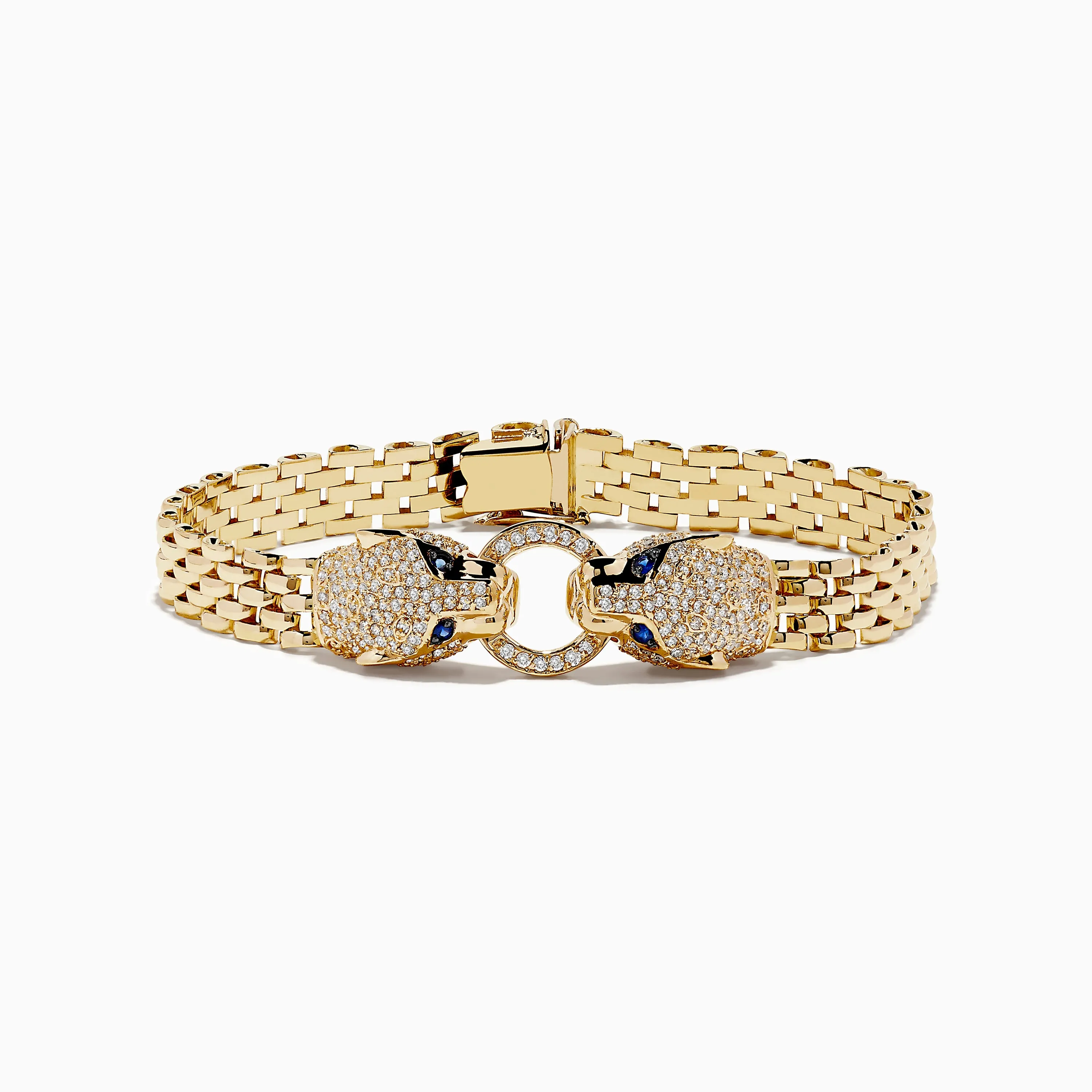 Signature 14K Yellow Gold Sapphire and Diamond Panther Bracelet sold by Effy