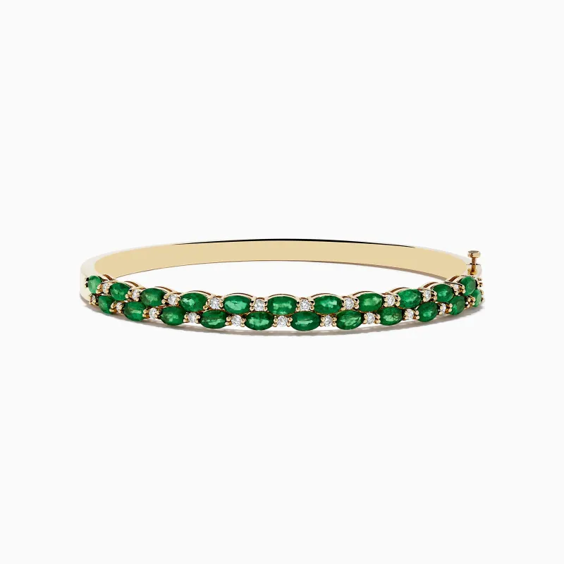 14K Yellow Gold Emerald and Diamond Bangle sold by Effy