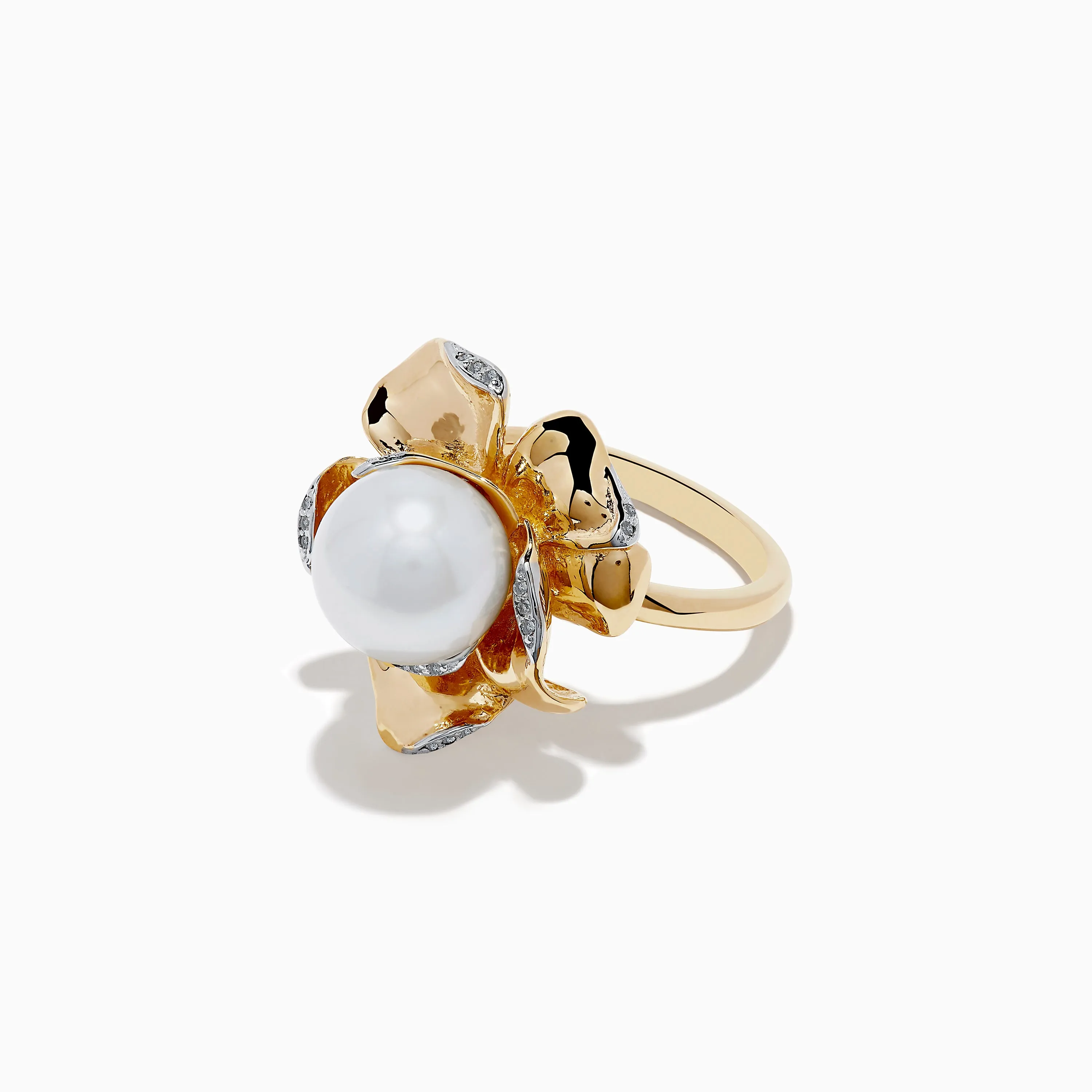 Pearl 14K Yellow Gold Pearl and Diamond Flower Ring sold by Effy product image thumbnail 2