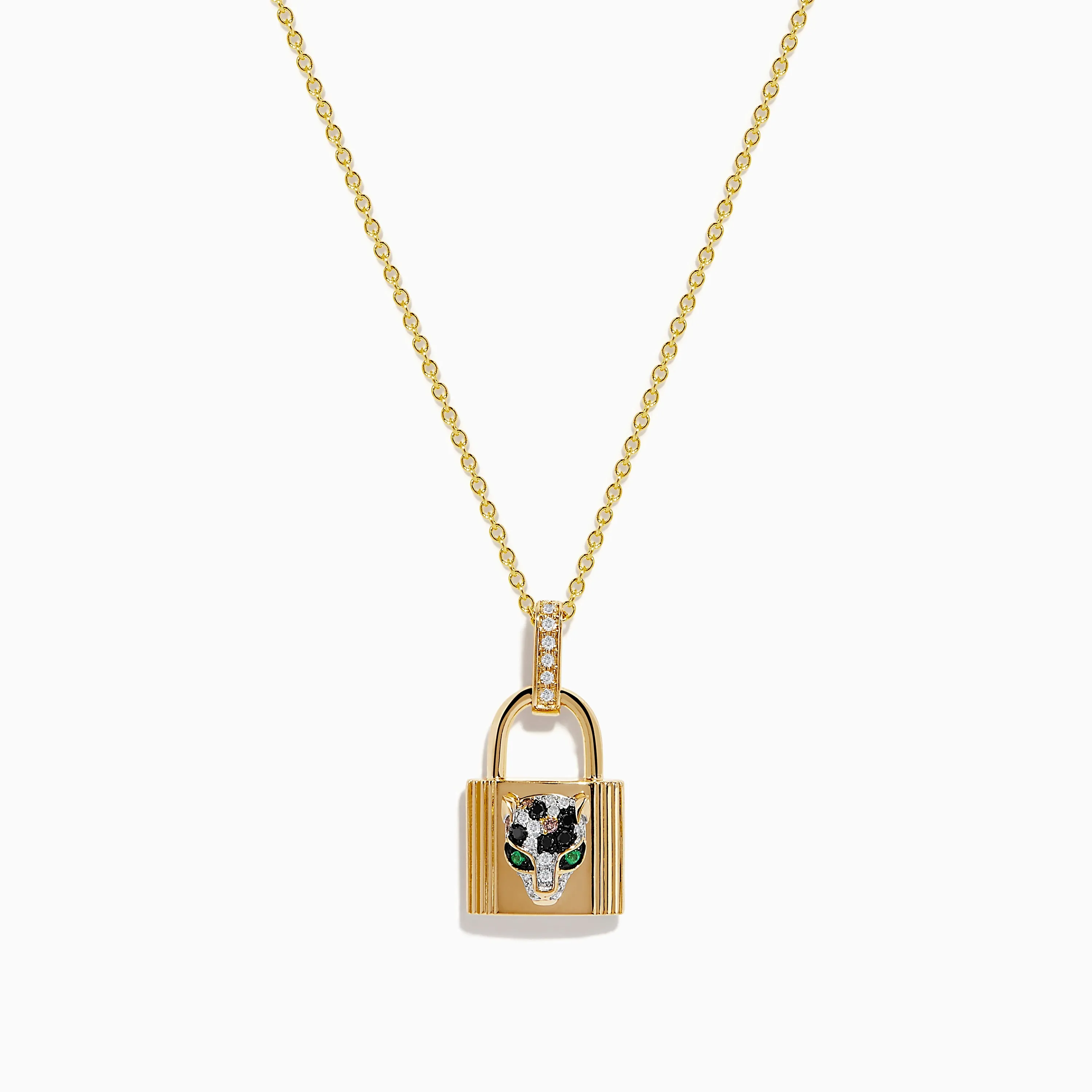 Signature 14K Yellow Gold Diamond Lock Pendant sold by Effy