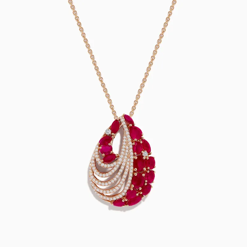 Ruby Royale 14K Rose Gold Ruby and Diamond Pendant 3.79 TCW sold by Effy