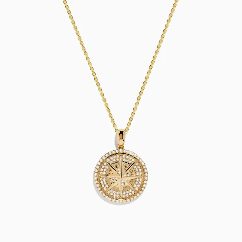 14K Yellow Gold Diamond Compass Pendant sold by Effy