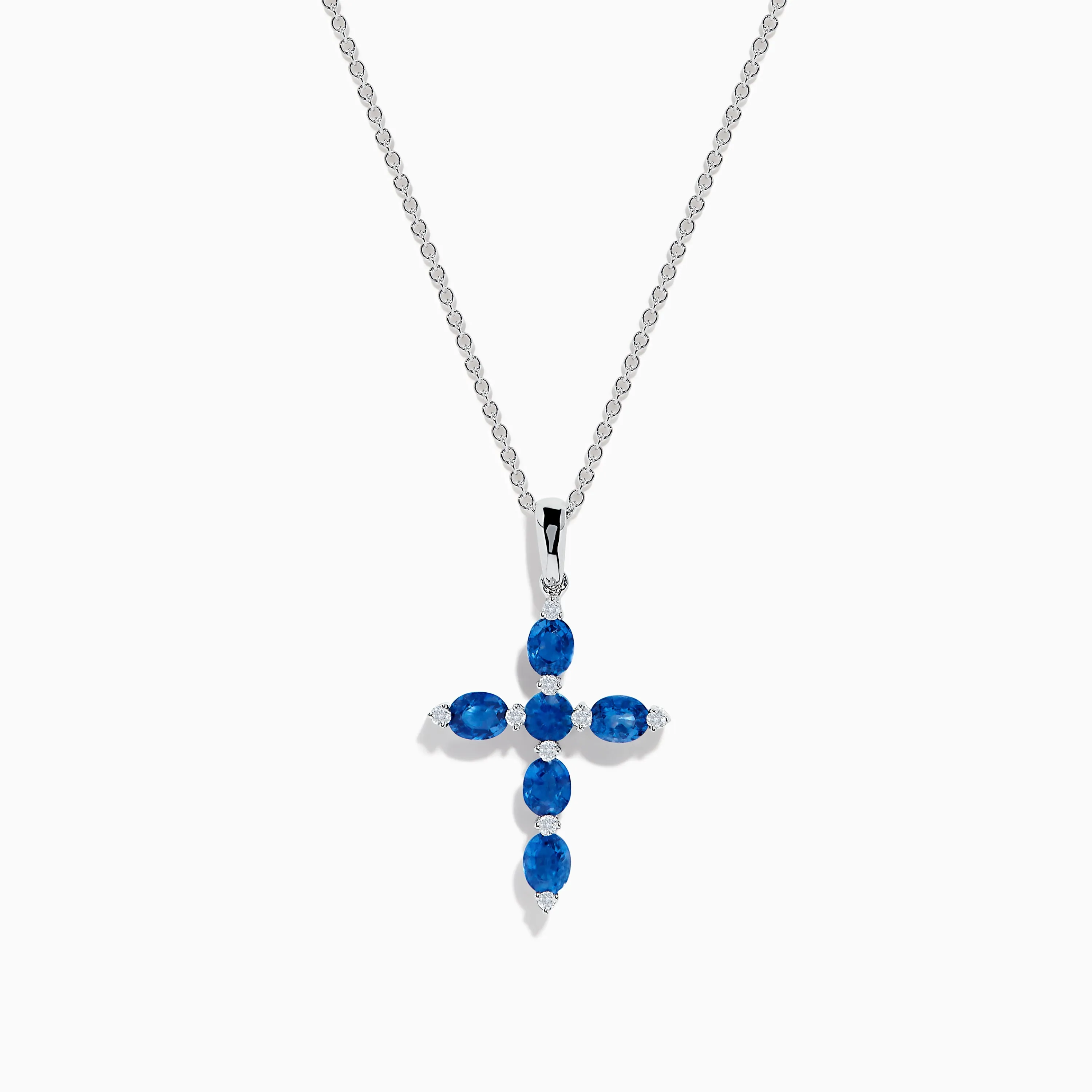 Royal Bleu 14K White Gold Blue Sapphire Cross Pendant sold by Effy