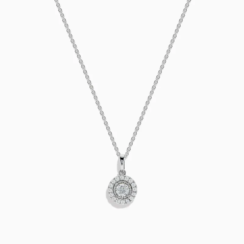 Pave Classica 14K White Gold Diamond Halo Pendant 0.49 TCW sold by Effy