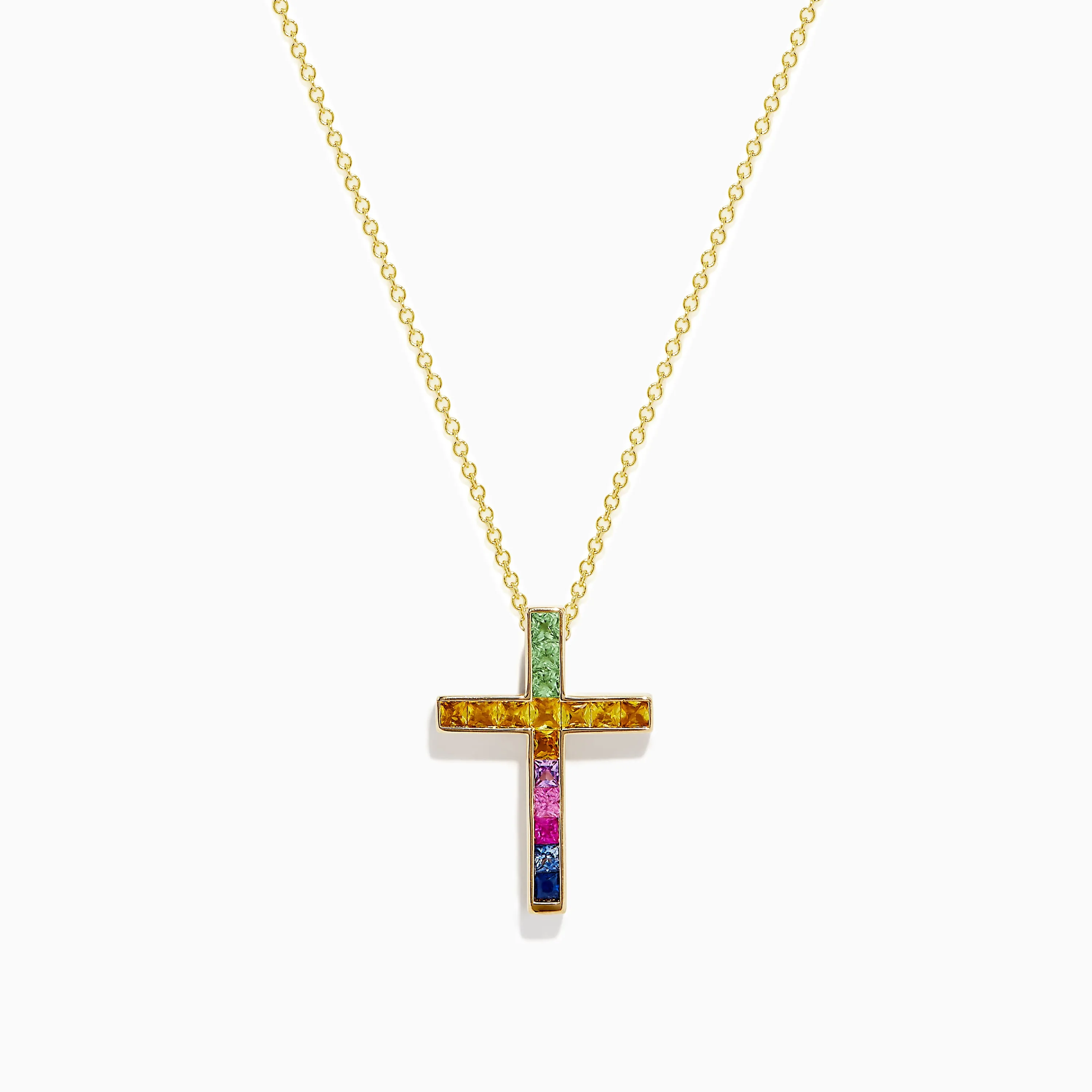 Watercolors 14K Yellow Gold Multi Sapphire Cross Pendant sold by Effy