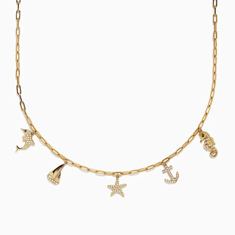 Seaside 14K Yellow Gold Diamond Charm Necklace sold by Effy