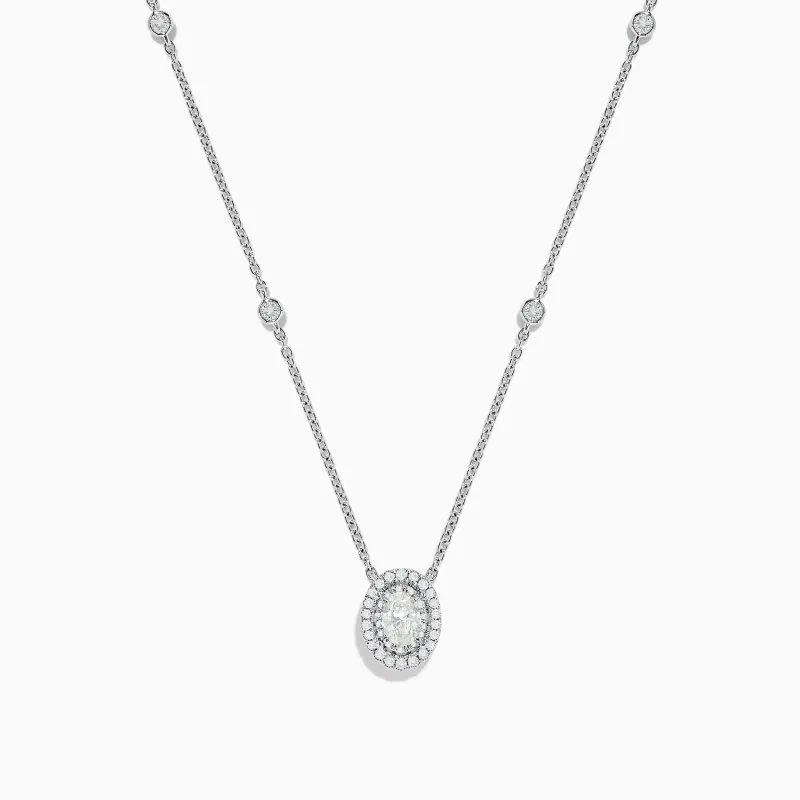 Pave Classica 14K White Gold Diamond Oval Necklace sold by Effy