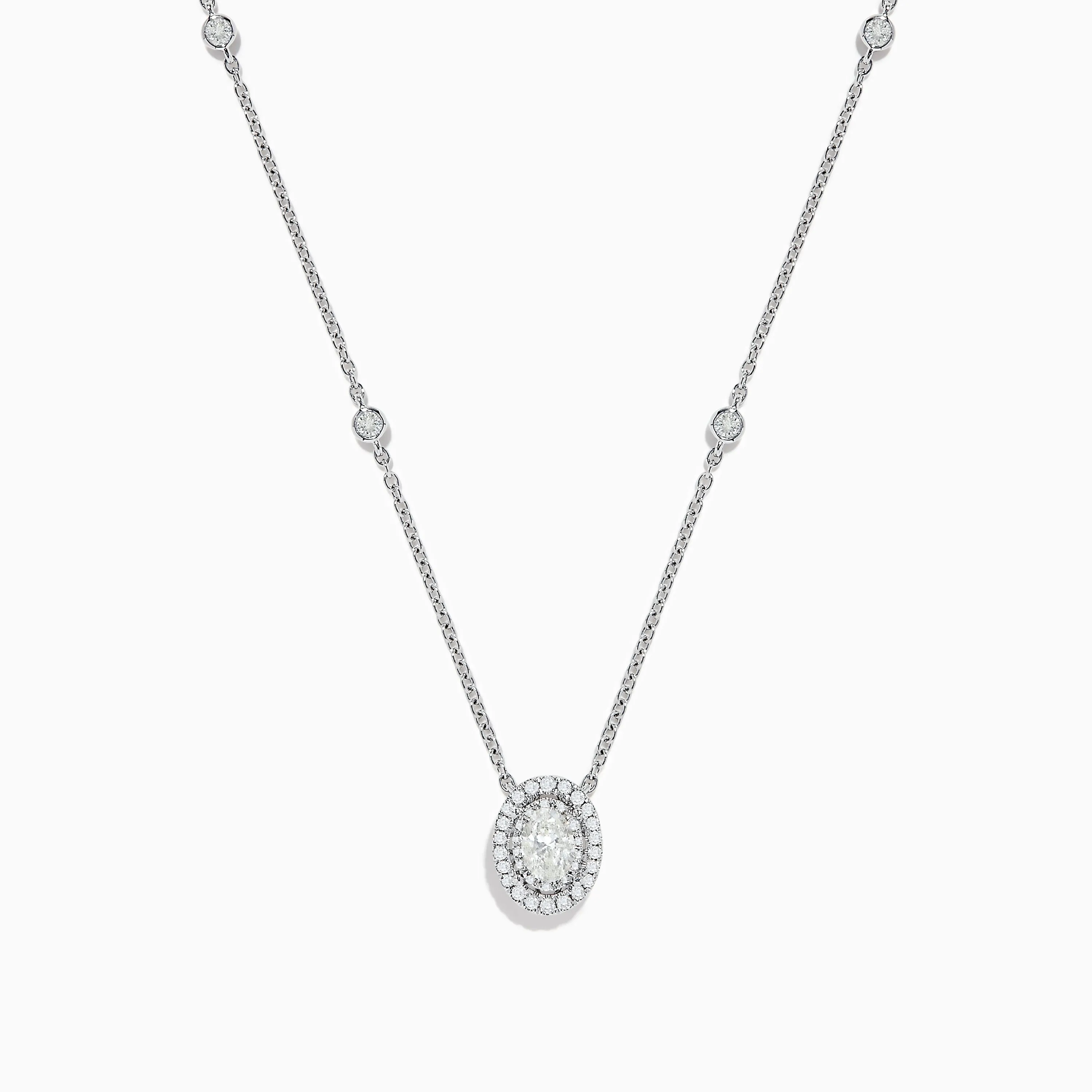 Pave Classica 14K White Gold Diamond Oval Necklace sold by Effy