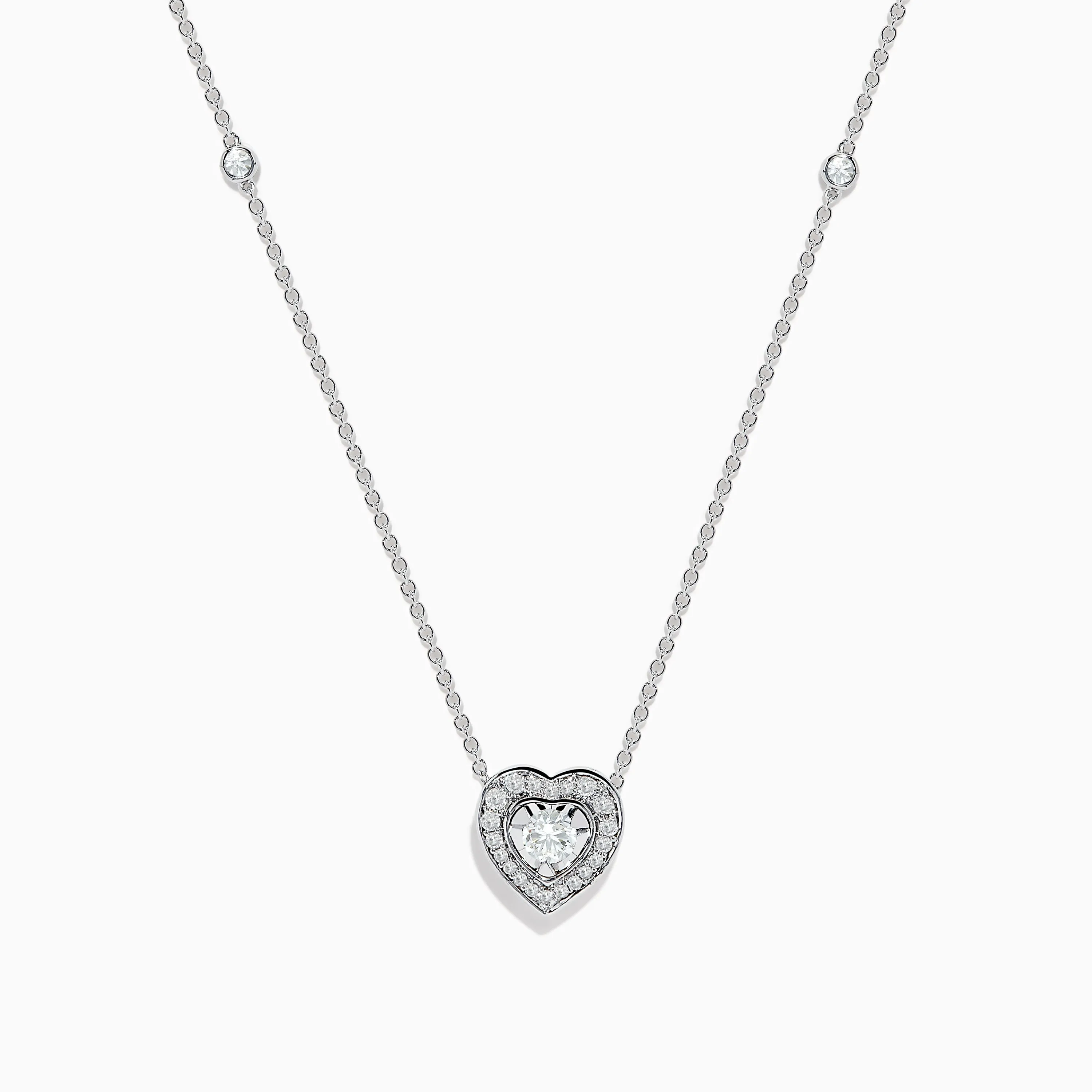 Pave Classica 14K White Gold Diamond Heart Necklace sold by Effy
