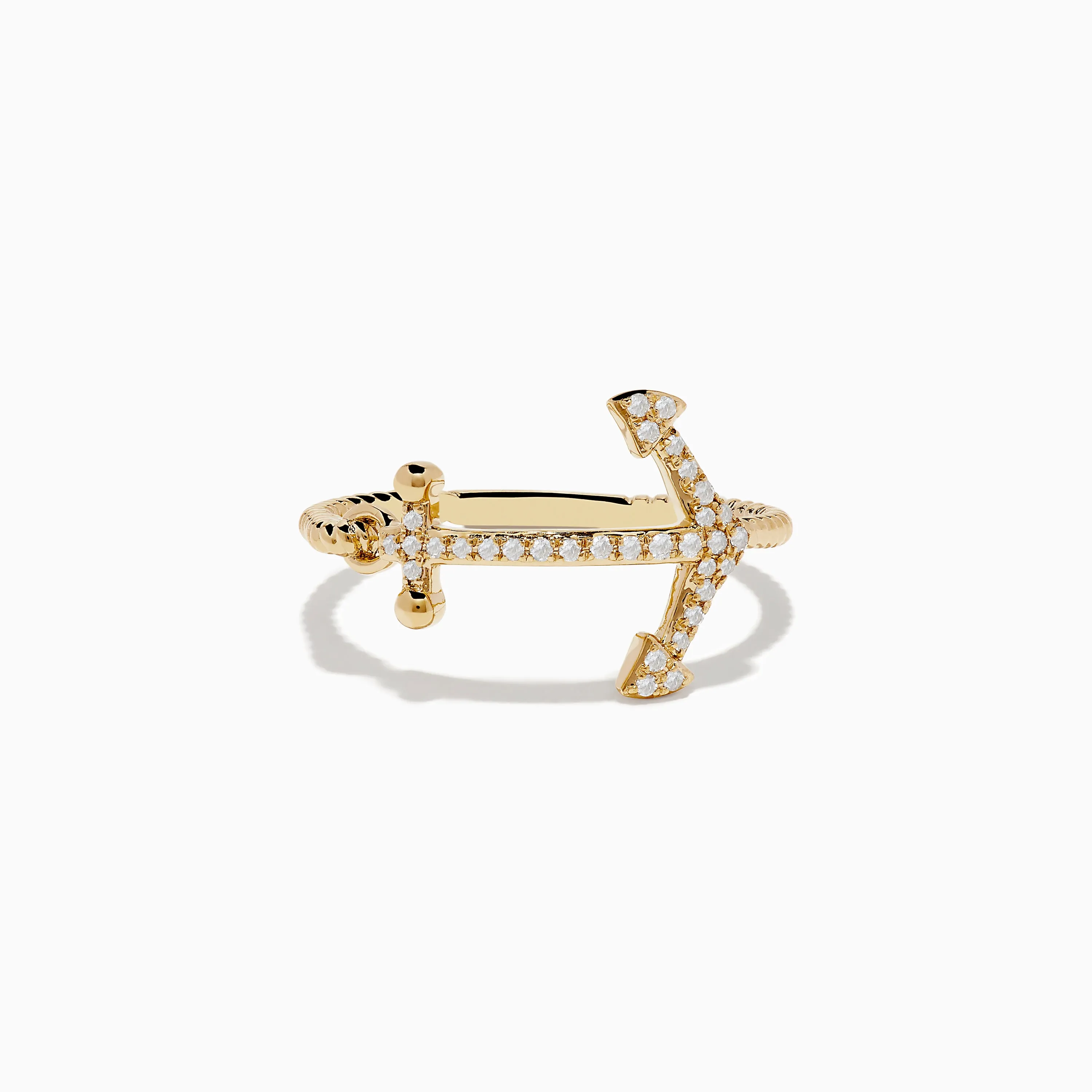 Seaside 14K Yellow Gold Diamond Anchor Ring sold by Effy