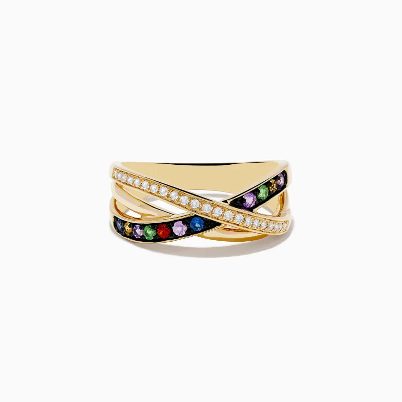 Watercolors 14K Yellow Gold Multi Sapphire and Diamond Ring sold by Effy