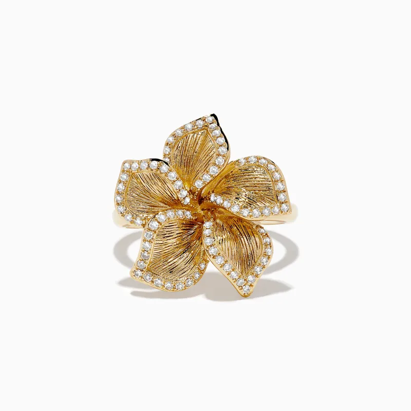 Nature 14K Yellow Gold Diamond Flower Ring 0.31 TCW sold by Effy