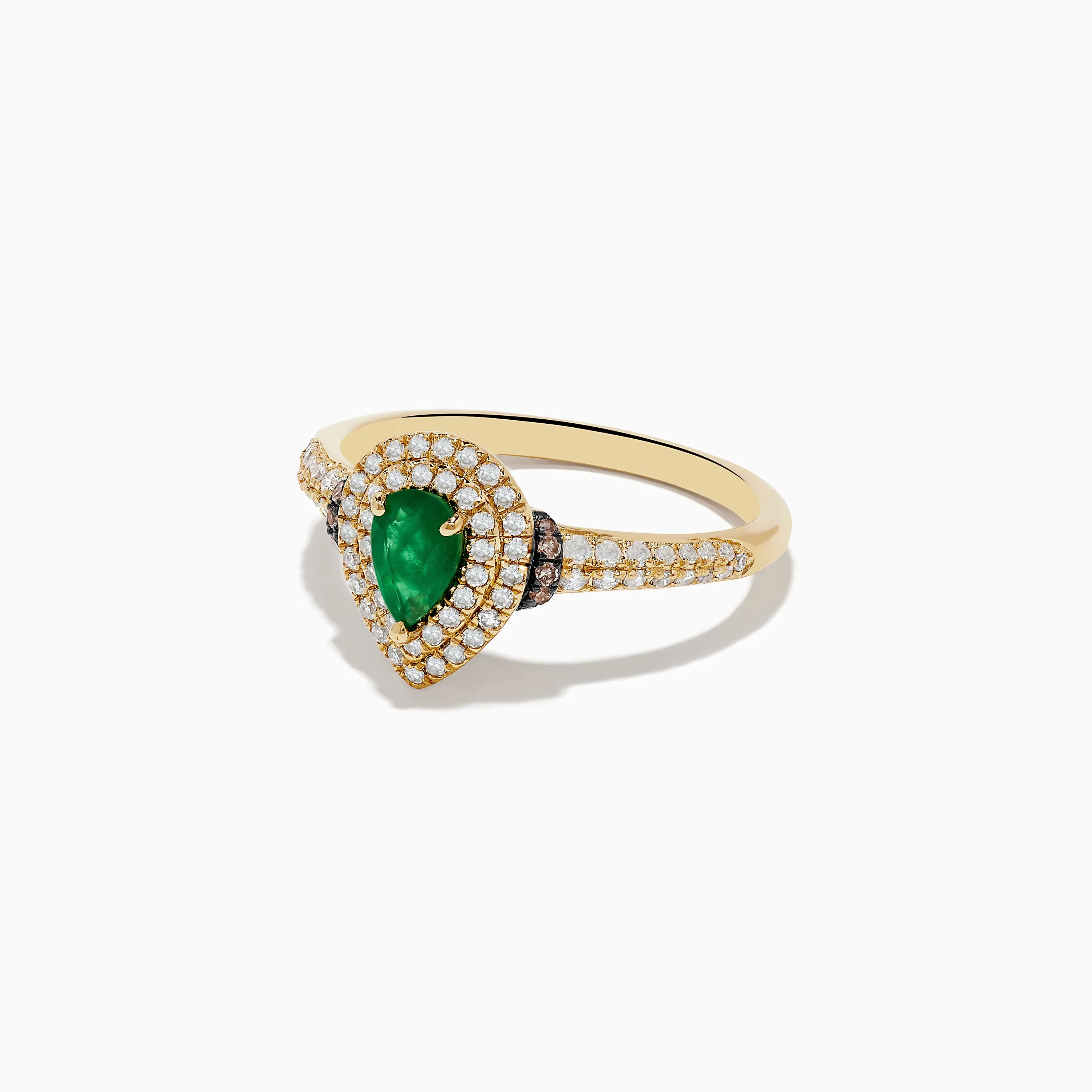 Brasilica 14K Yellow Gold Emerald, White and Espresso Diamond Ring sold by Effy product image thumbnail 2