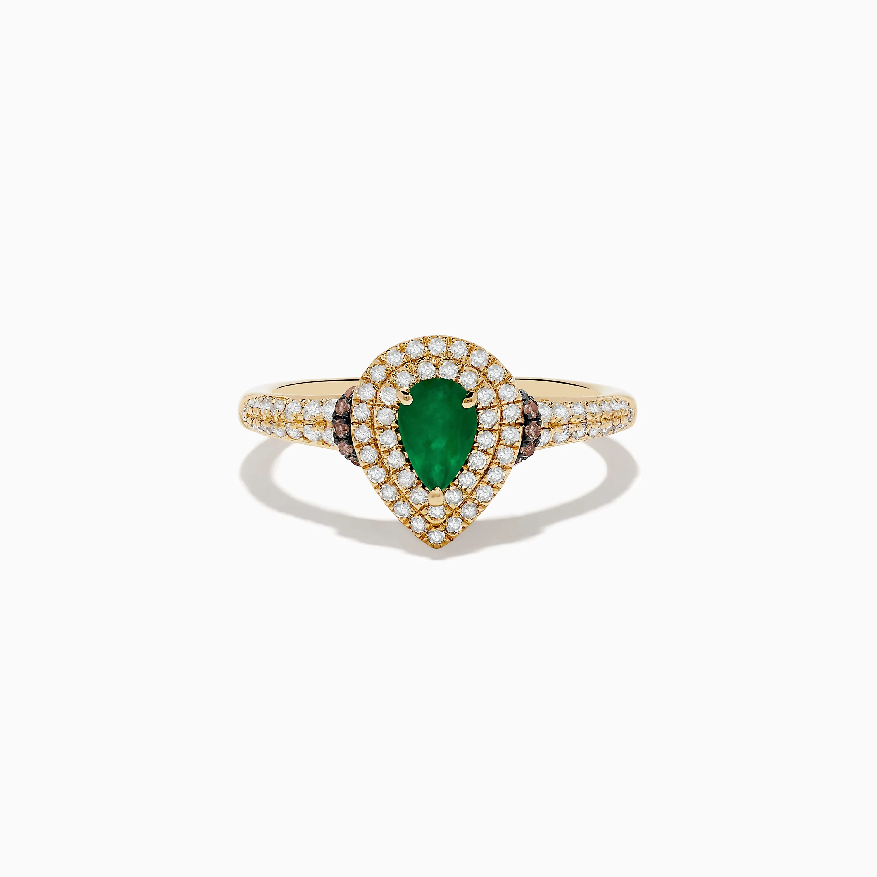 Brasilica 14K Yellow Gold Emerald, White and Espresso Diamond Ring sold by Effy