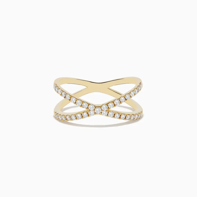 D'oro 14K Yellow Gold Diamond Crossover Ring 0.37 TCW sold by Effy