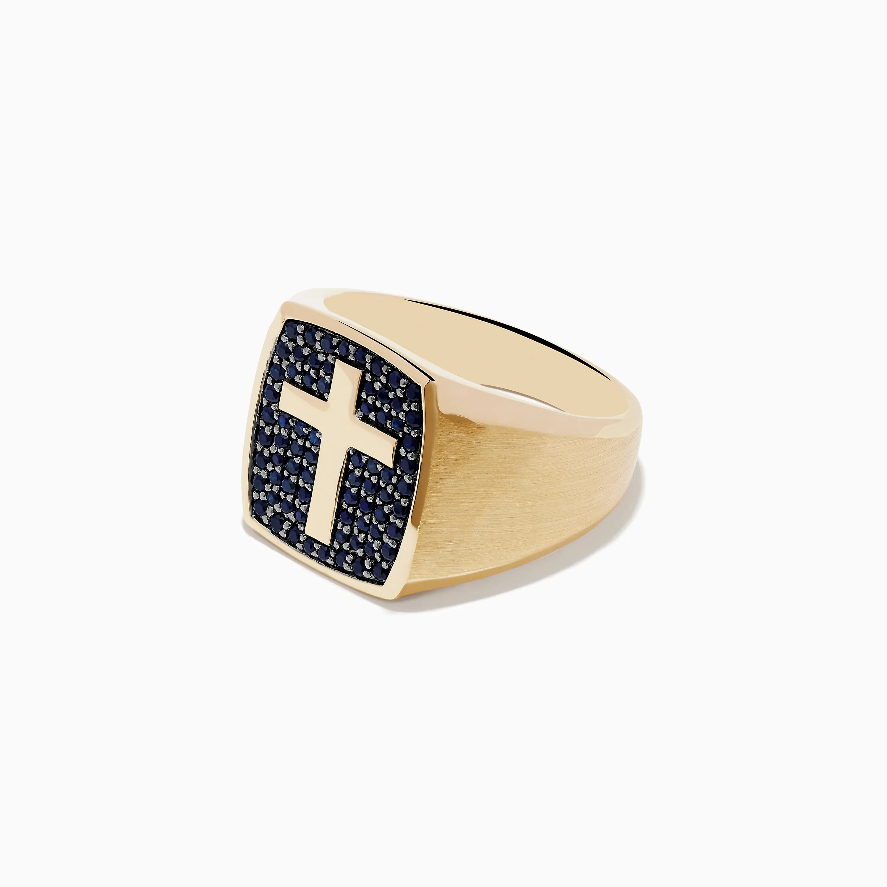 Men's 14K Yellow Black Sapphire Gold Cross Ring sold by Effy product image thumbnail 2