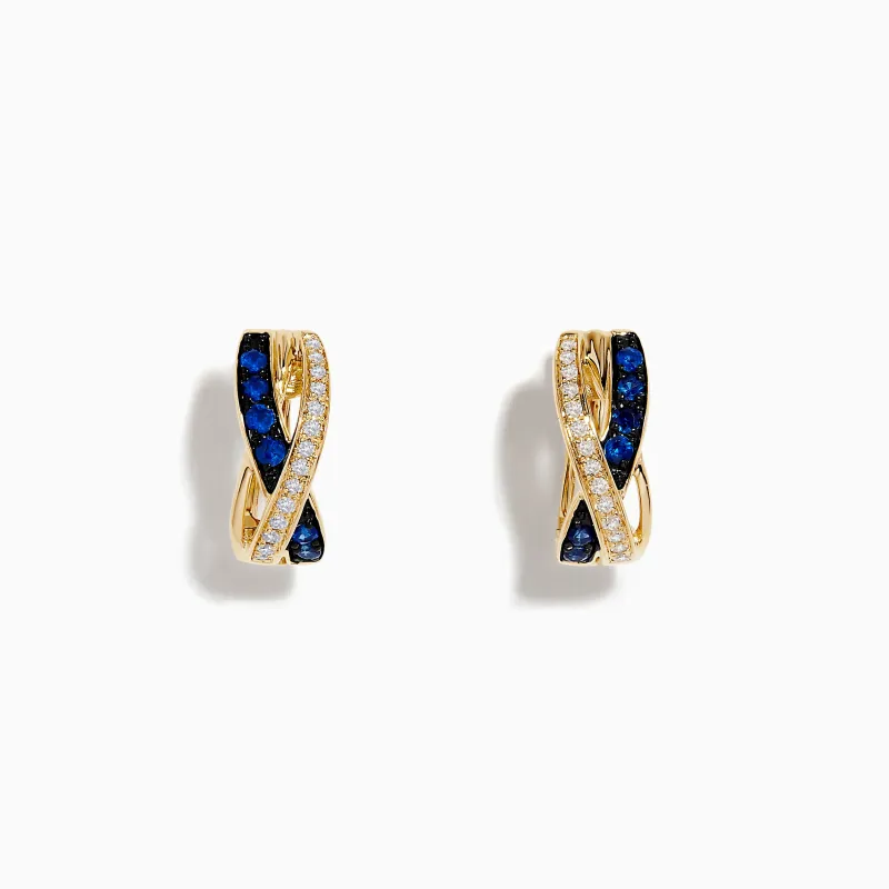 Royale Bleu 14K Yellow Gold Blue Sapphire and Diamond Earrings sold by Effy
