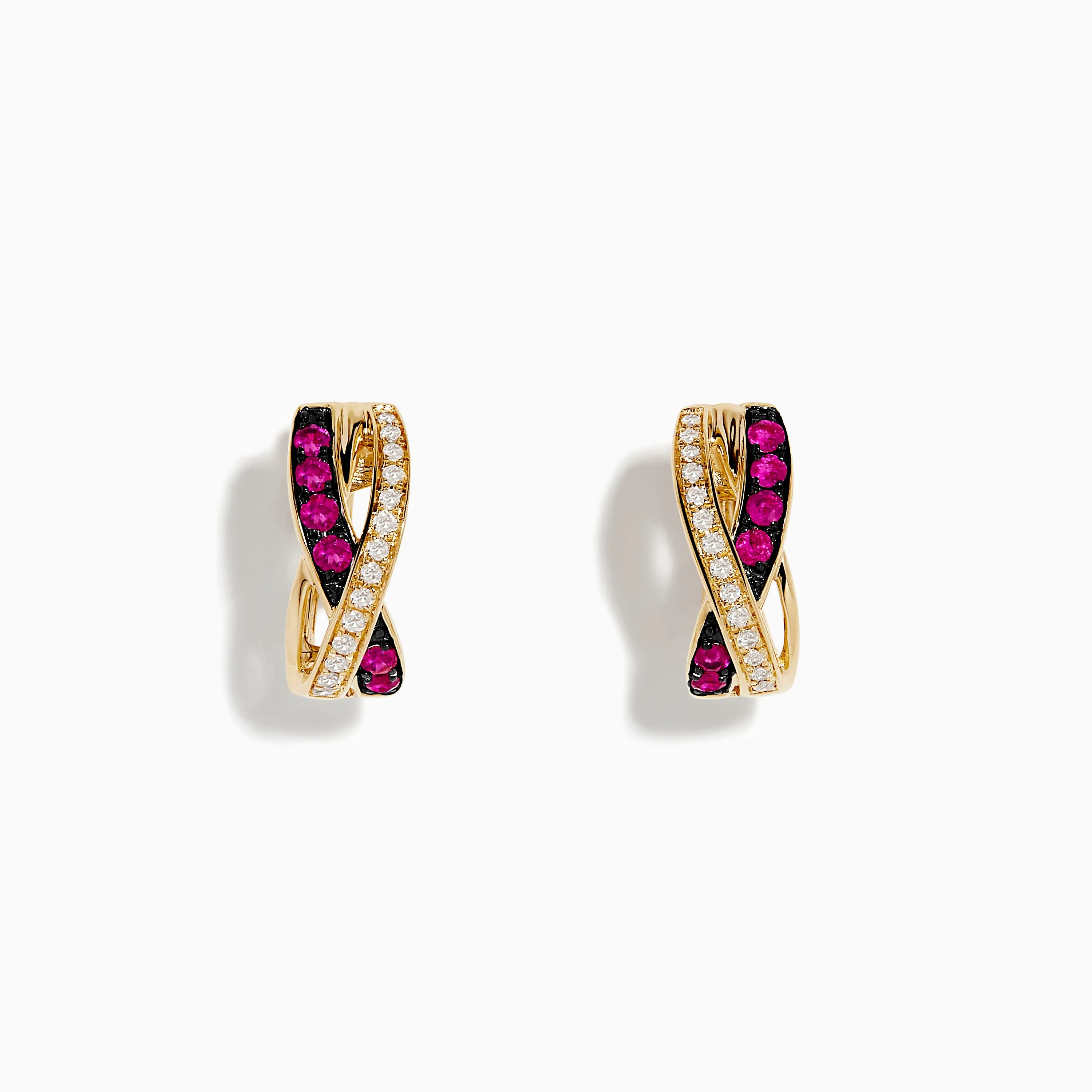 Ruby Royale 14K Yellow Gold Ruby Crossover 1/2" Hoop Earrings sold by Effy