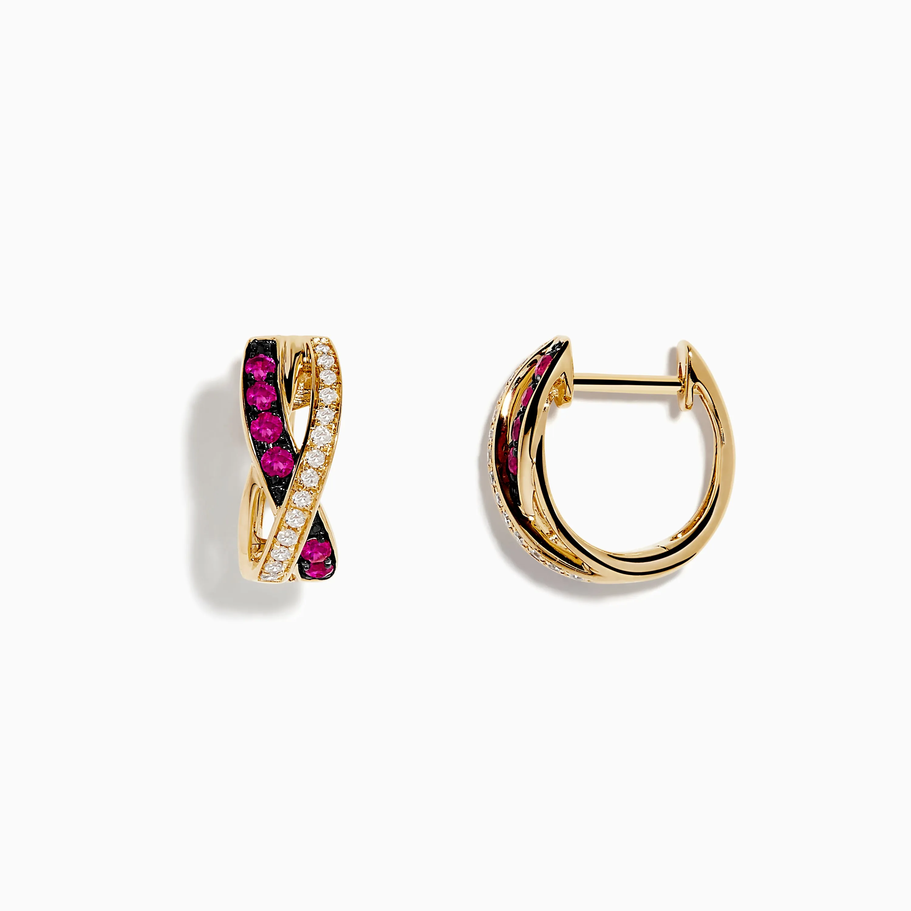Ruby Royale 14K Yellow Gold Ruby Crossover 1/2" Hoop Earrings sold by Effy product image thumbnail 2