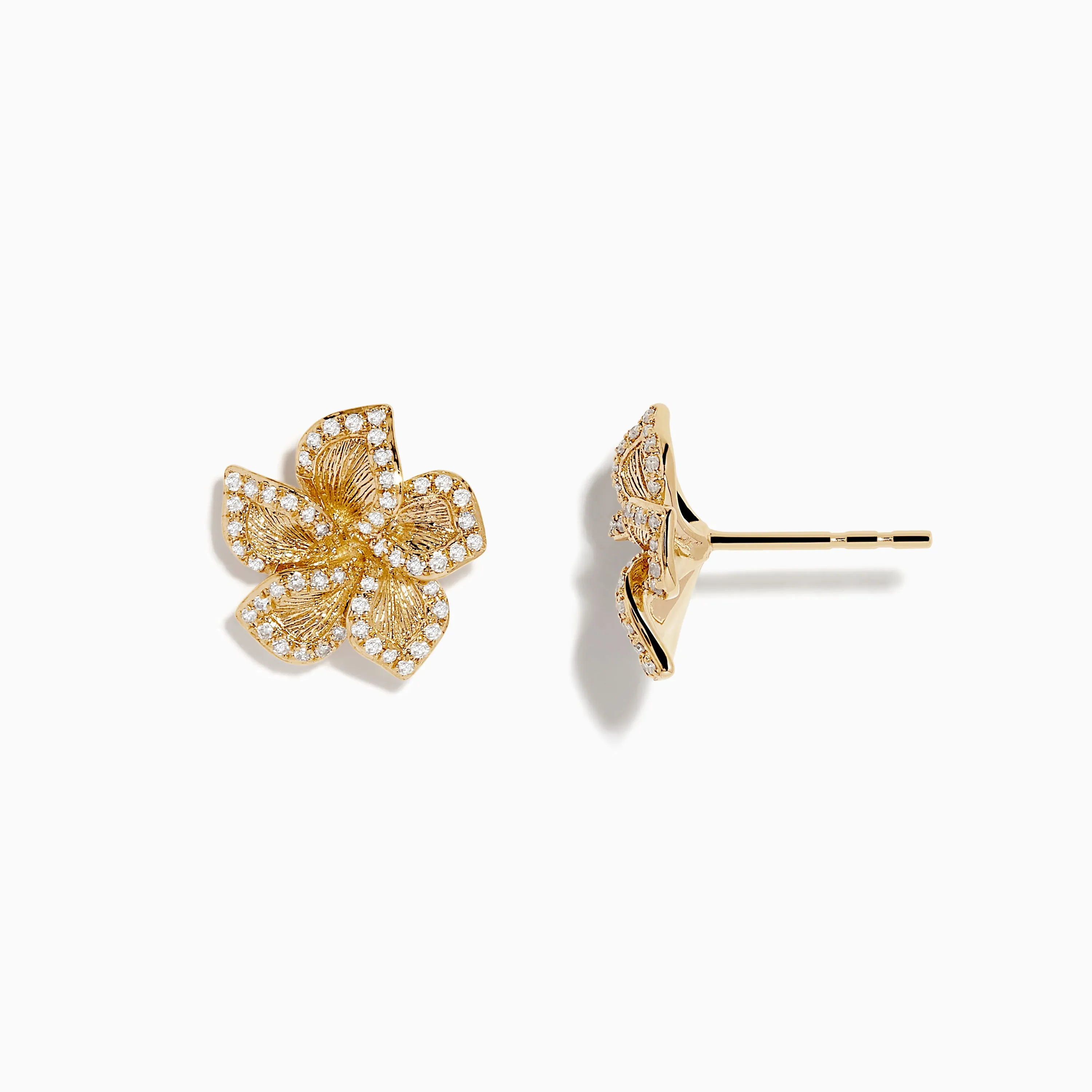 Nature 14K Yellow Gold Diamond Flower Earrings sold by Effy product image thumbnail 2