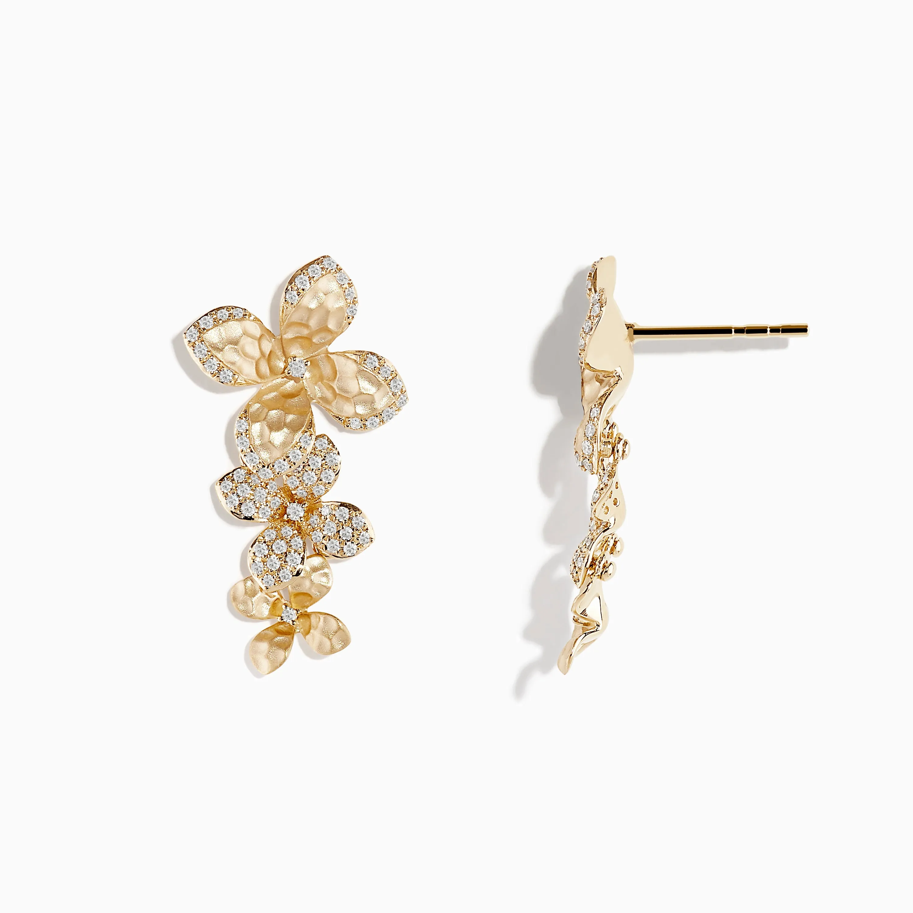 D'oro 14 Karat Yellow Gold Diamond Flower Drop Earrings sold by Effy product image thumbnail 2