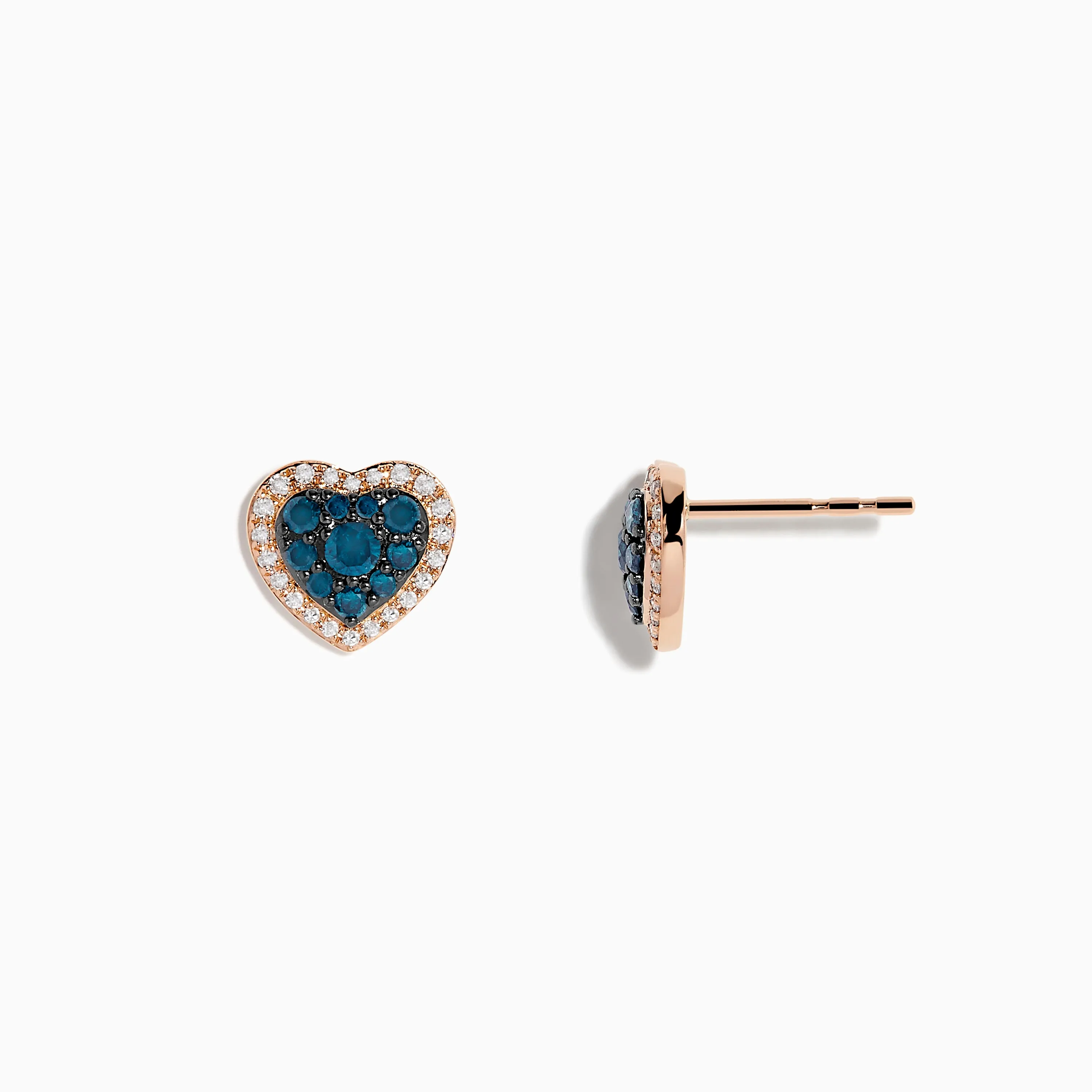 Bella Bleu 14K Rose Gold Blue and White Diamond Heart Earrings sold by Effy product image thumbnail 2
