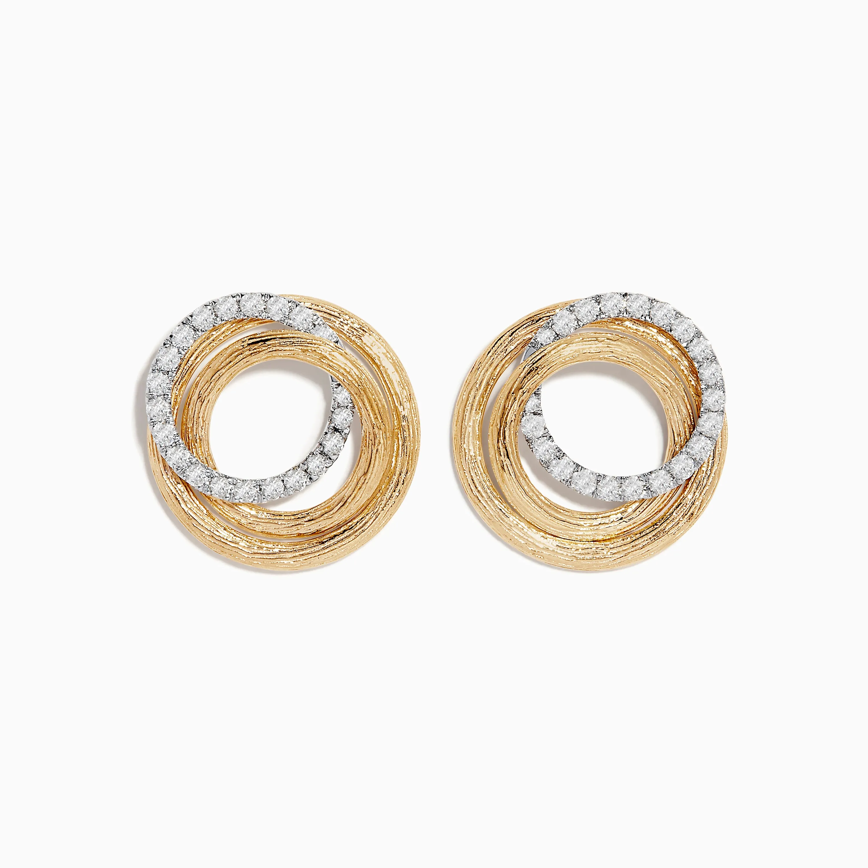 Duo 14K Two-Tone Gold Diamond Statement Stud Earrings sold by Effy