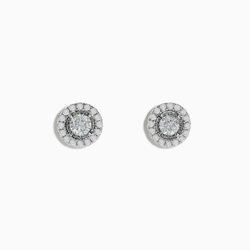 Pave Classica 14K White Gold Diamond Earrings sold by Effy