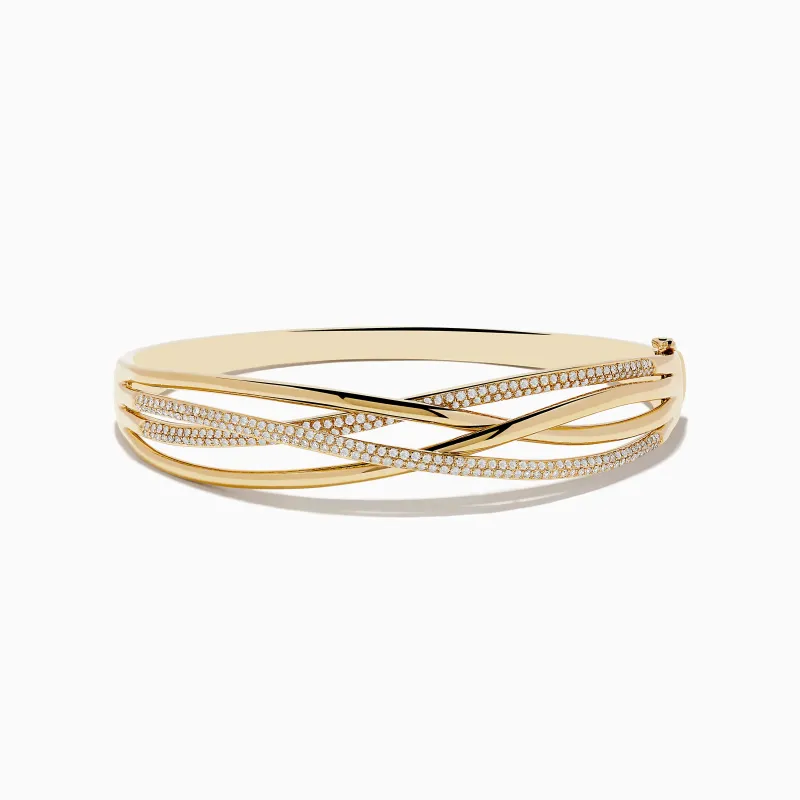 D'oro 14K Yellow Gold Diamond Crossover Bangle sold by Effy