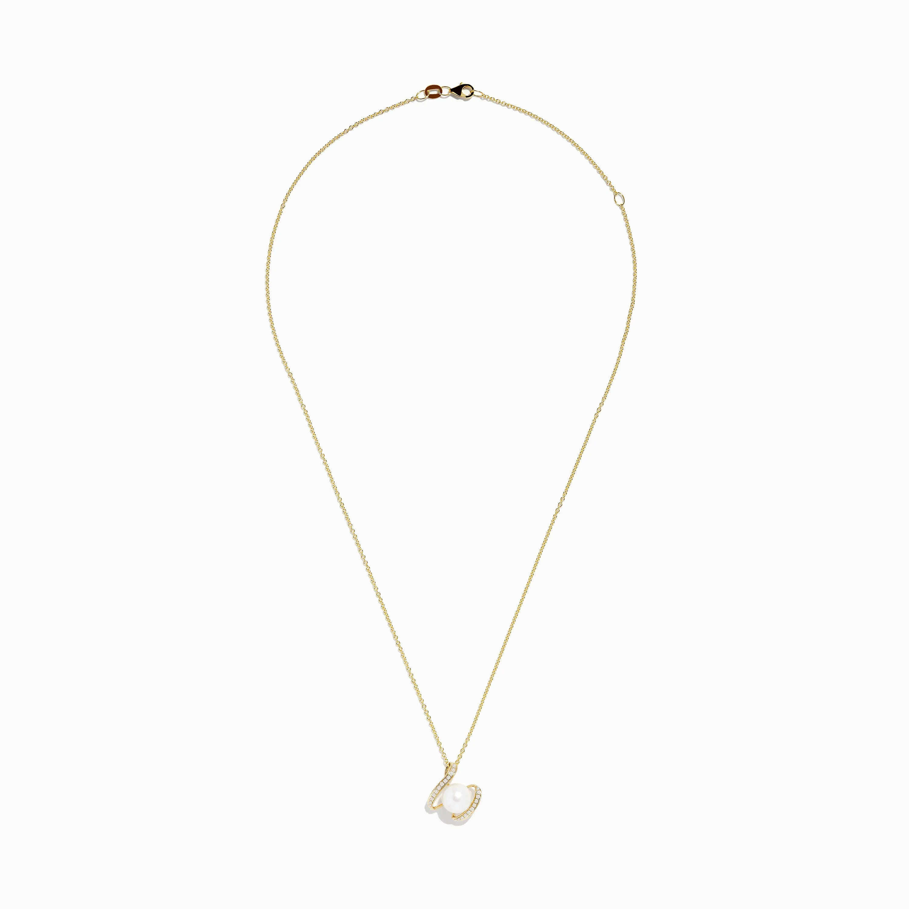 Pearl 14K Yellow Gold Pearl and Diamond Ribbon Necklace sold by Effy product image thumbnail 2