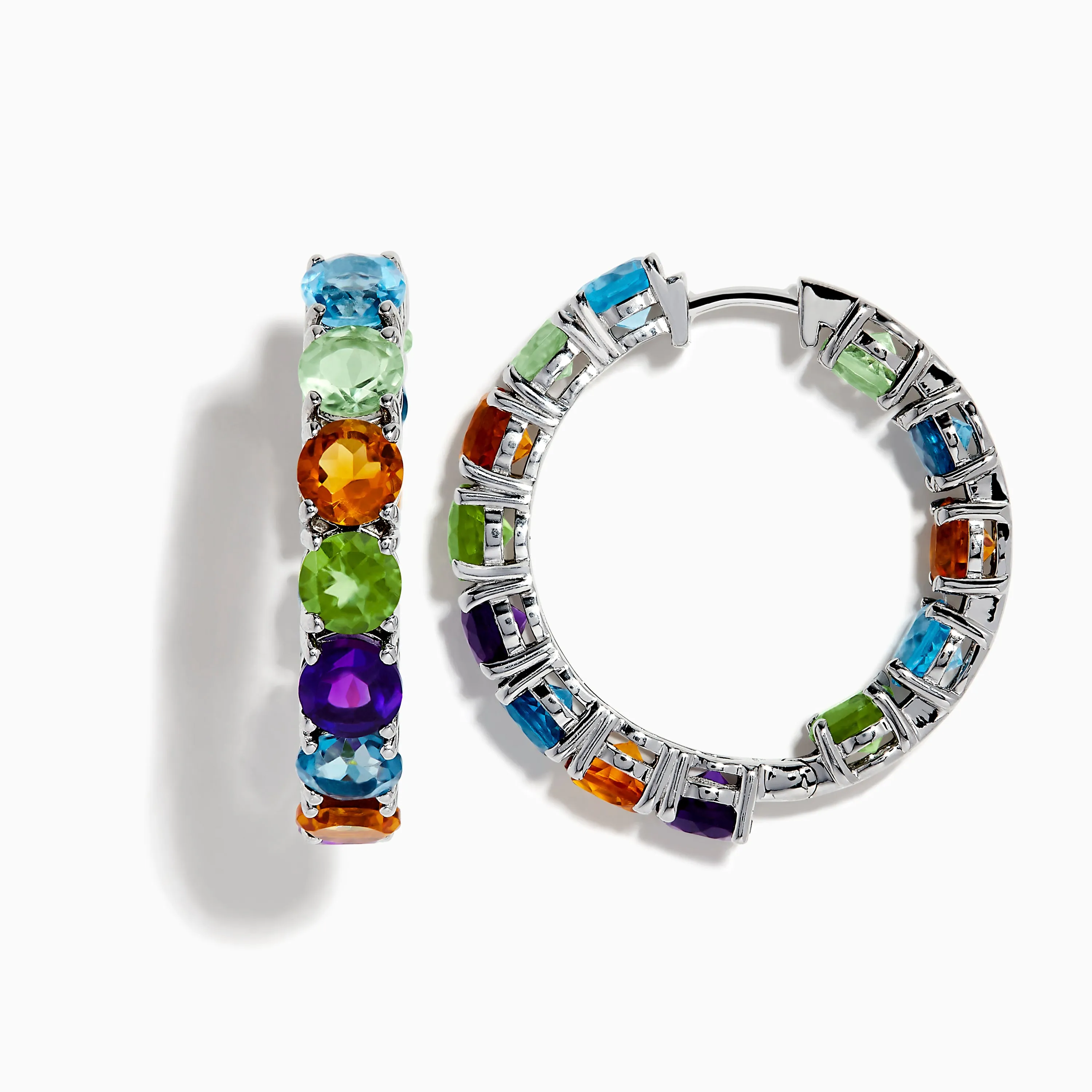 925 Mosaic Sterling Silver Mulit Gemstone Hoop Earrings sold by Effy product image thumbnail 3