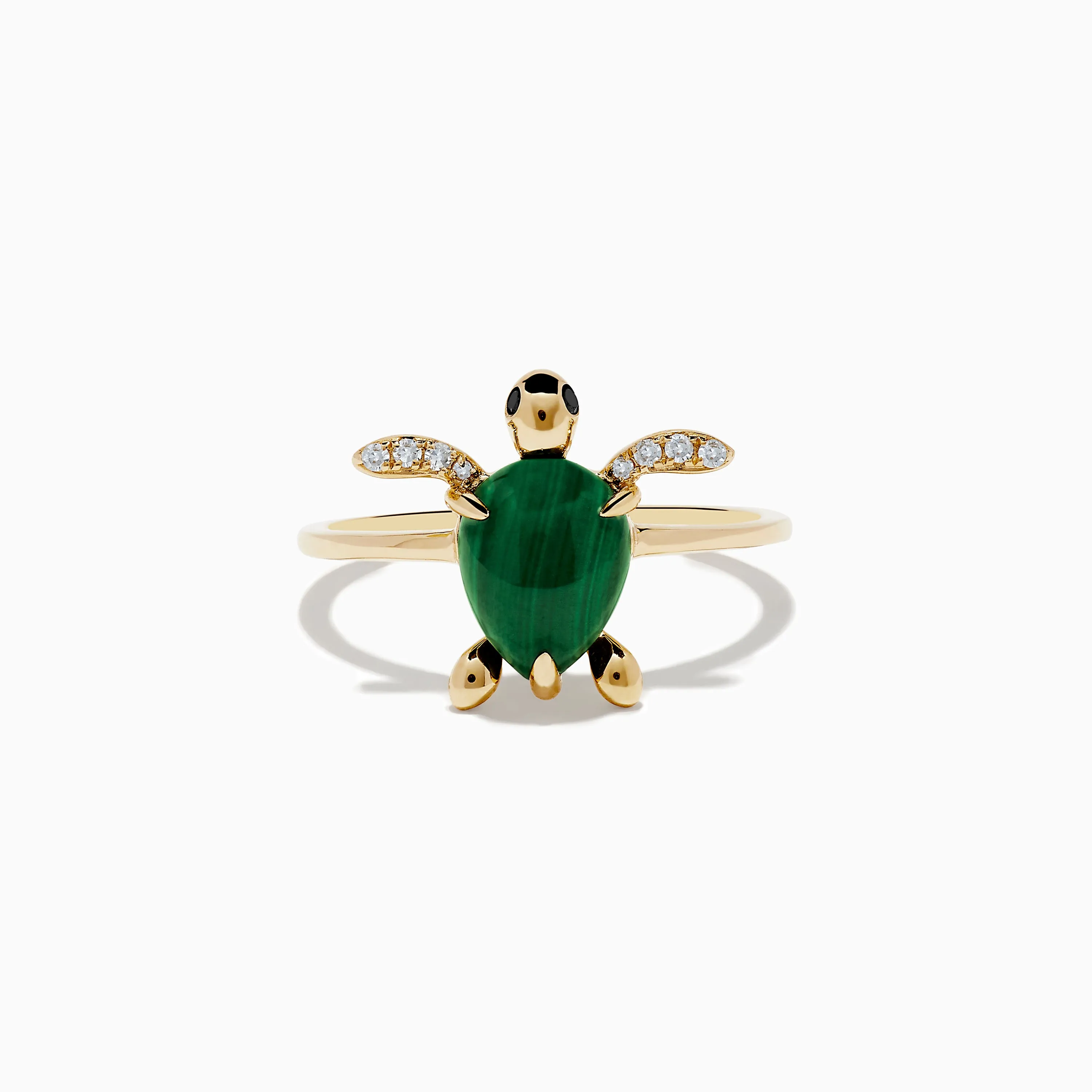 Seaside 14K Yellow Gold Malachite and Diamond Turtle Ring sold by Effy