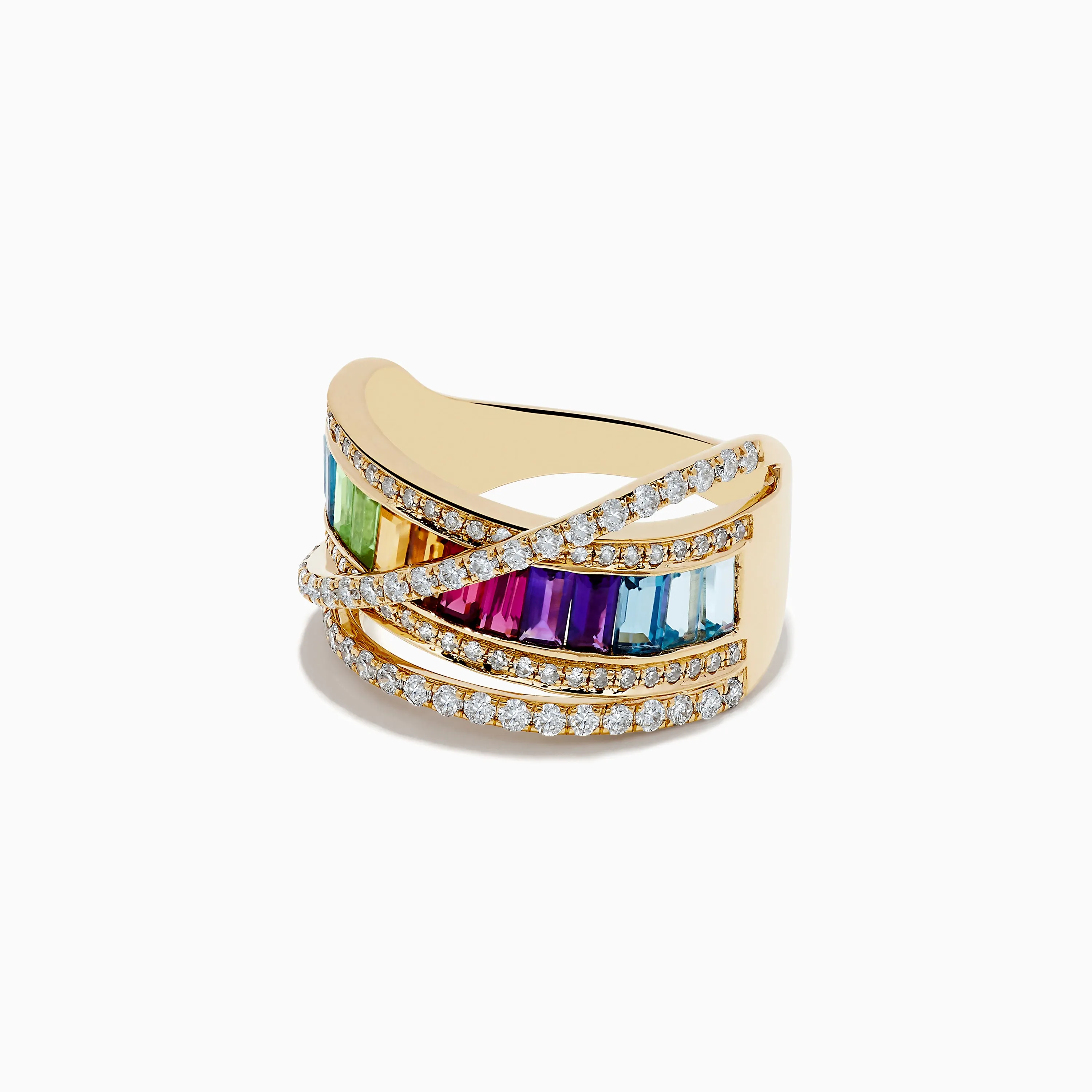 Mosaic 14K Yellow Gold Semi Precious and Diamond Crossover Ring sold by Effy product image thumbnail 2