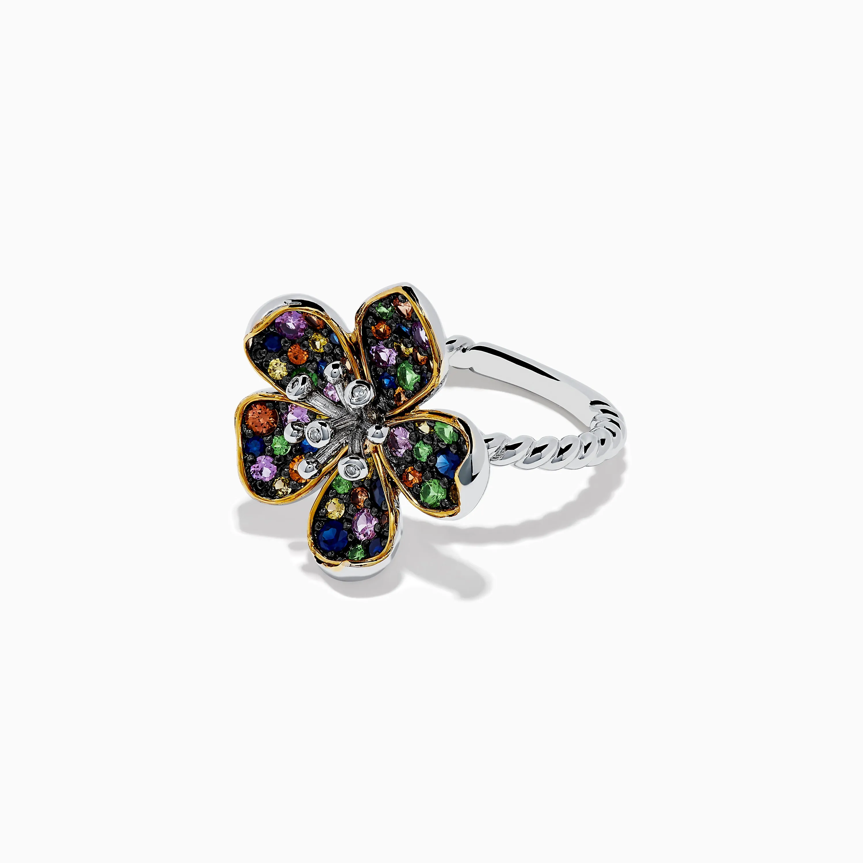 Splash Sterling Silver Diamond and Mulit Sapphires Flower Ring sold by Effy product image thumbnail 2