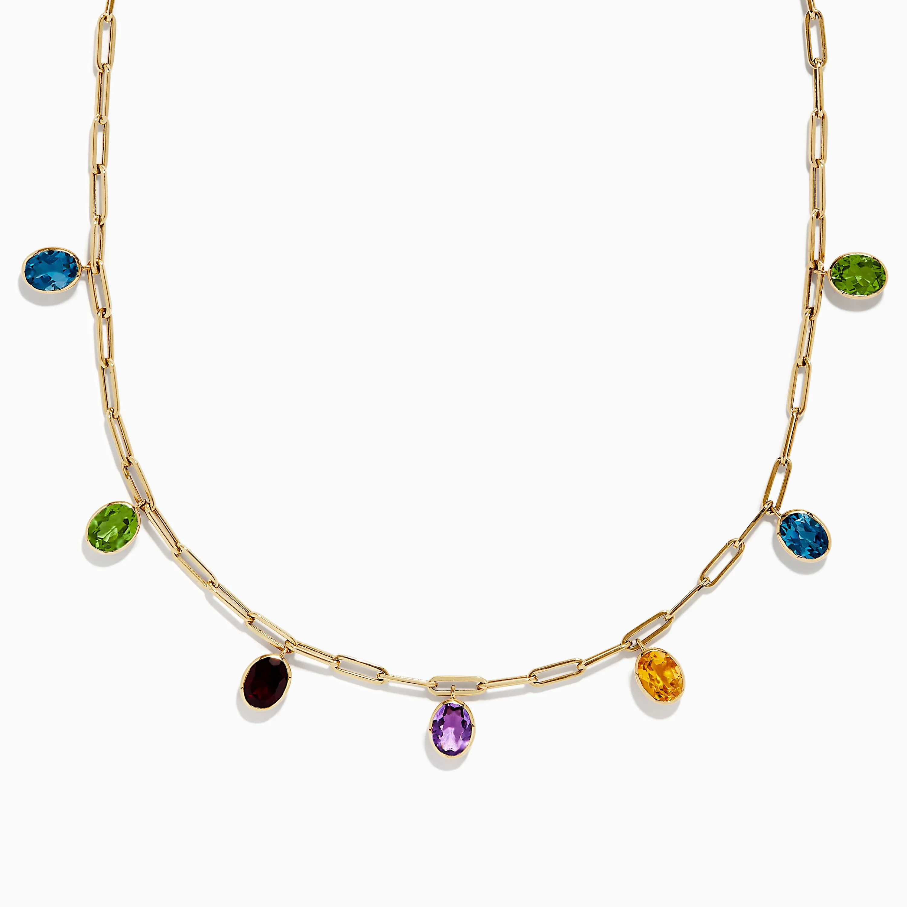 Mosaic 14K Yellow Gold Multi Gemstone Charm Necklace sold by Effy