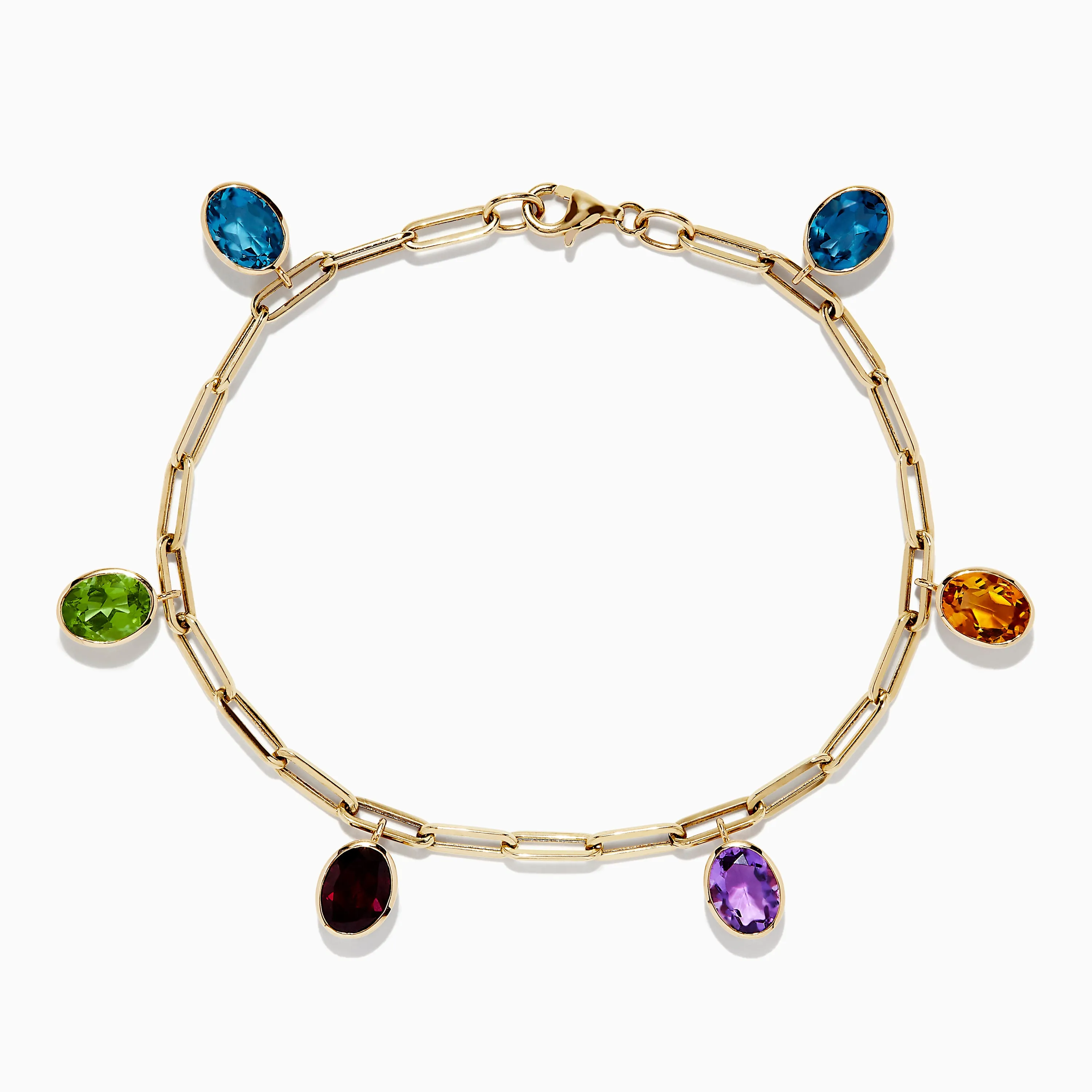 Mosaic 14K Yellow Gold Multi Gemstone Charm Bracelet 7.72 TCW sold by Effy