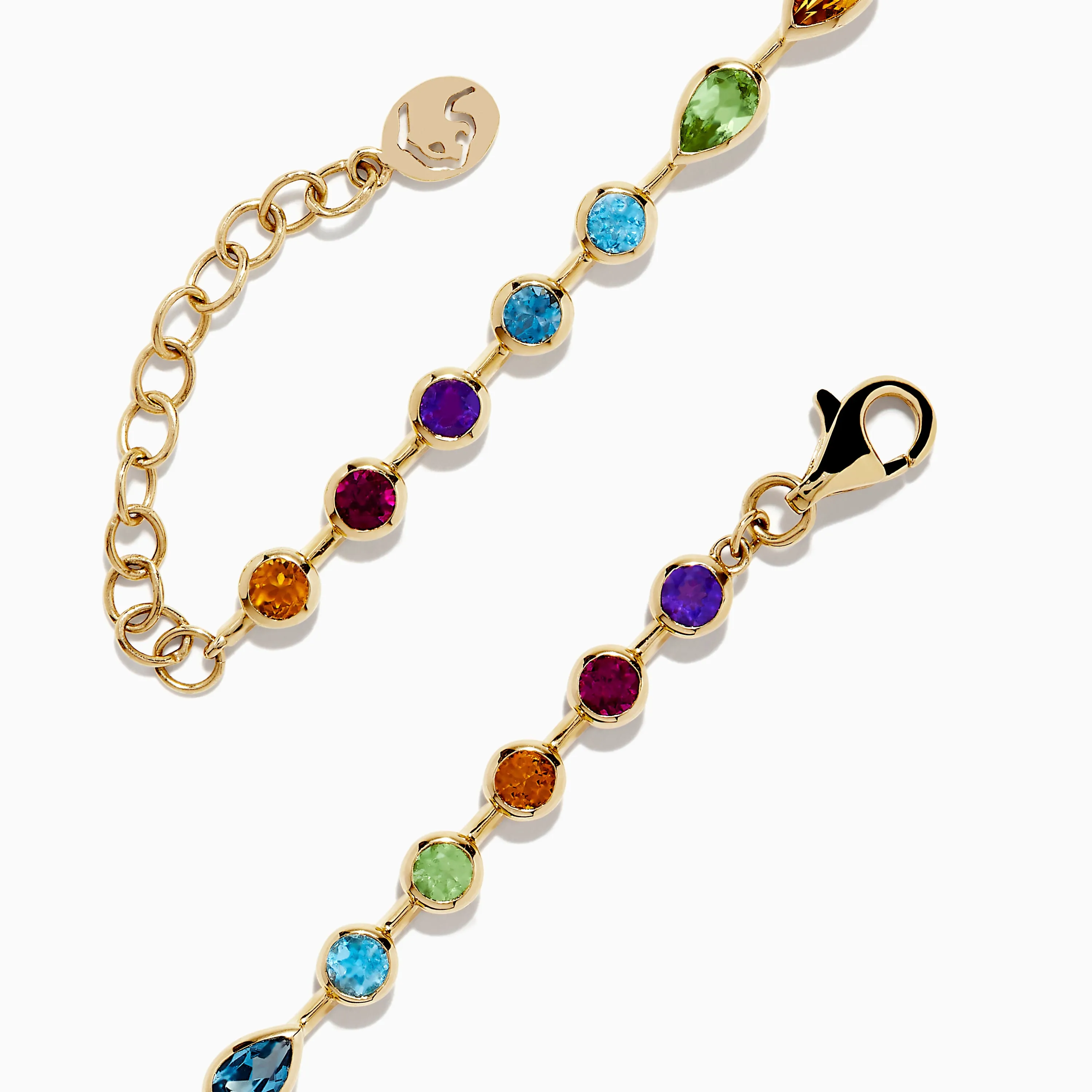 Mosaic 14K Yellow Gold Bezel Set Multi Gemstone Adjustable Tennis Bracelet 7.0 TCW sold by Effy product image thumbnail 3